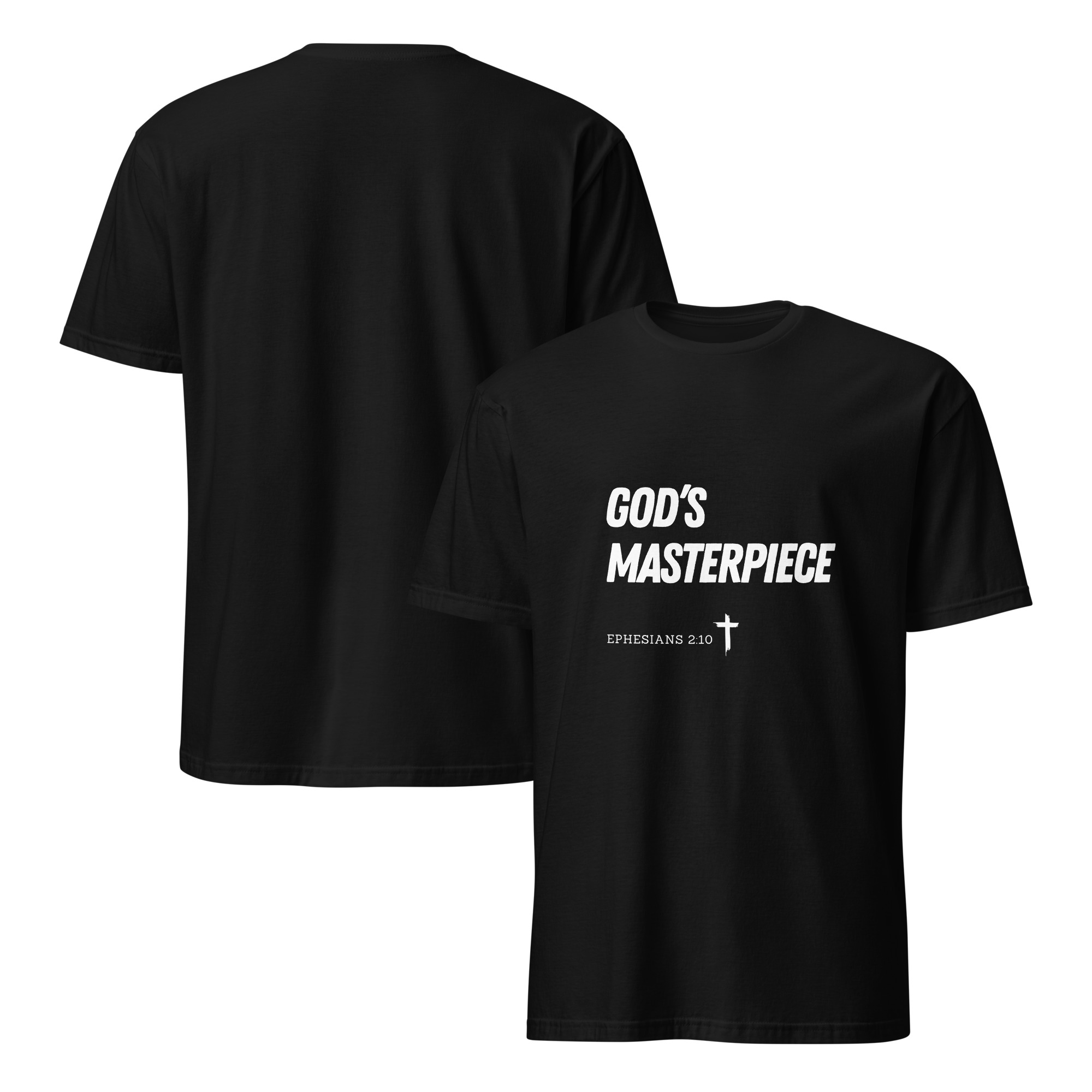 'God's Masterpiece' Unisex T-Shirt - w/Scripture, Dark Colours - Image 6