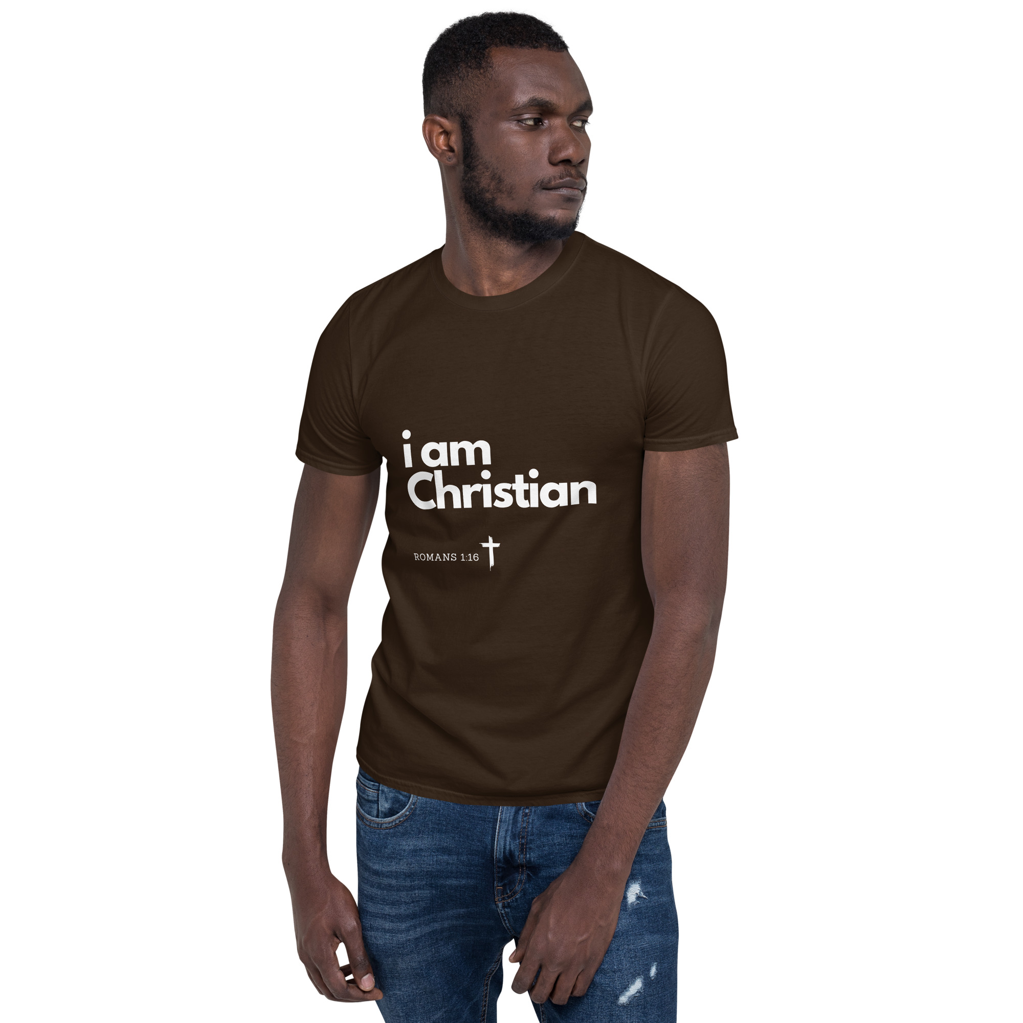 'i am Christian' Unisex T-Shirt - w/Scripture, Dark Colours - Image 4