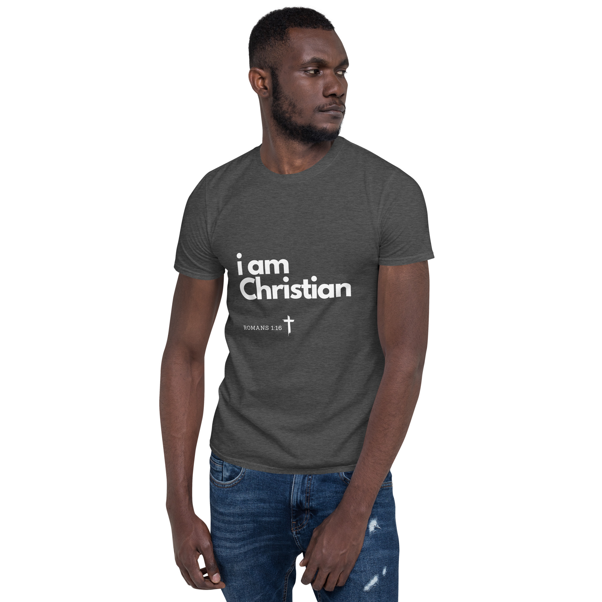 'i am Christian' Unisex T-Shirt - w/Scripture, Dark Colours - Image 7