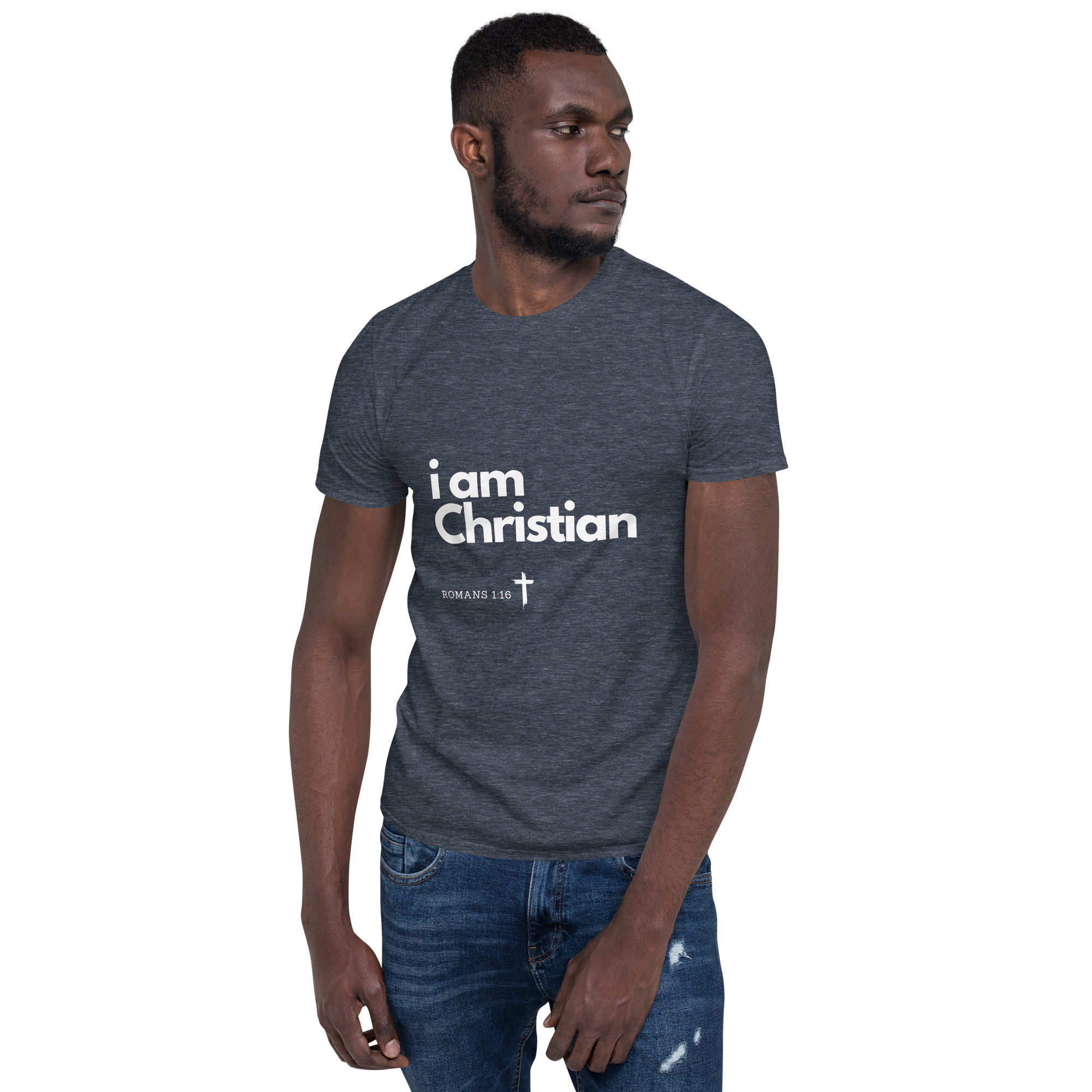 'i am Christian' Unisex T-Shirt - w/Scripture, Dark Colours - Image 5