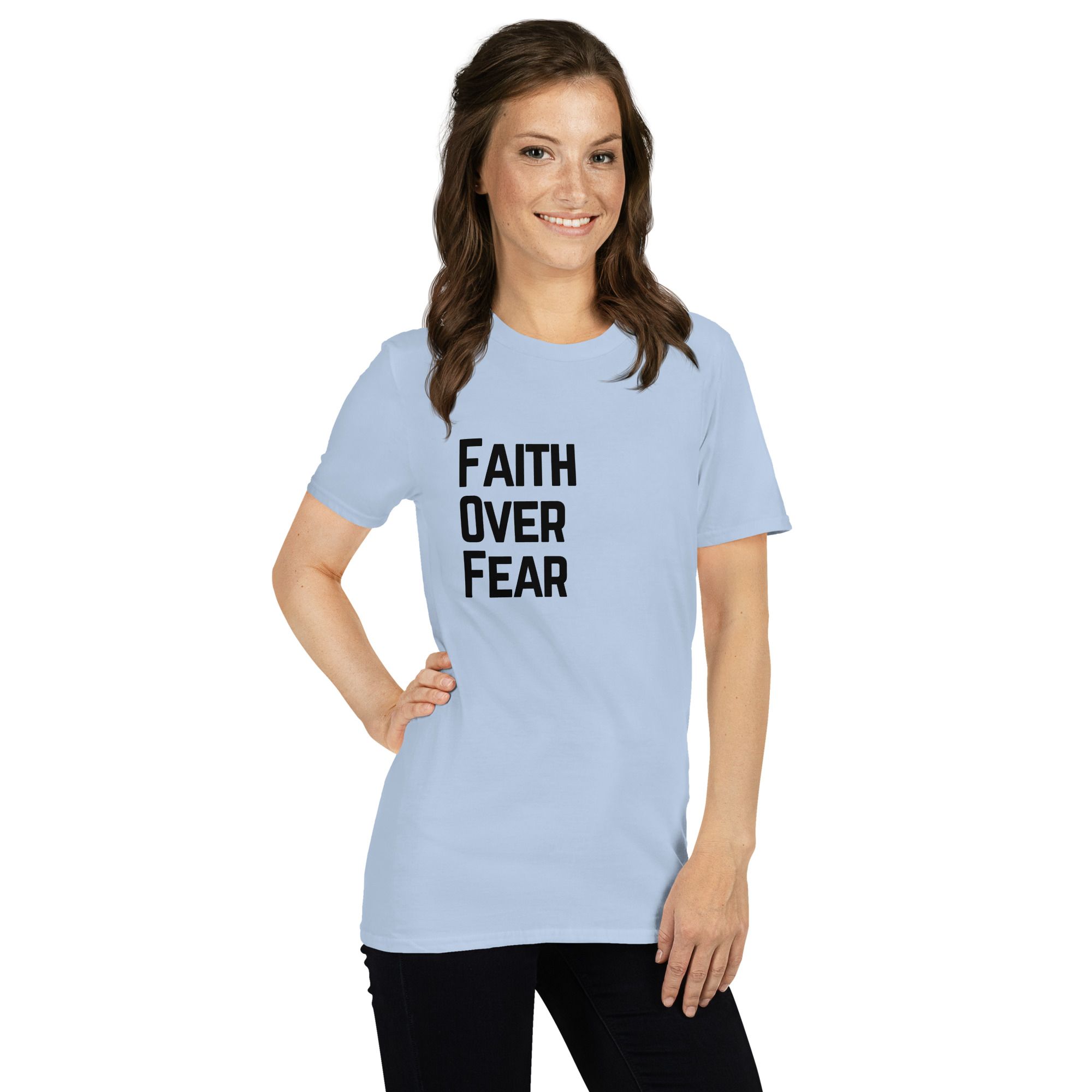 'Faith Over Fear' Unisex T-Shirt - Plain, Light Colours - Image 3