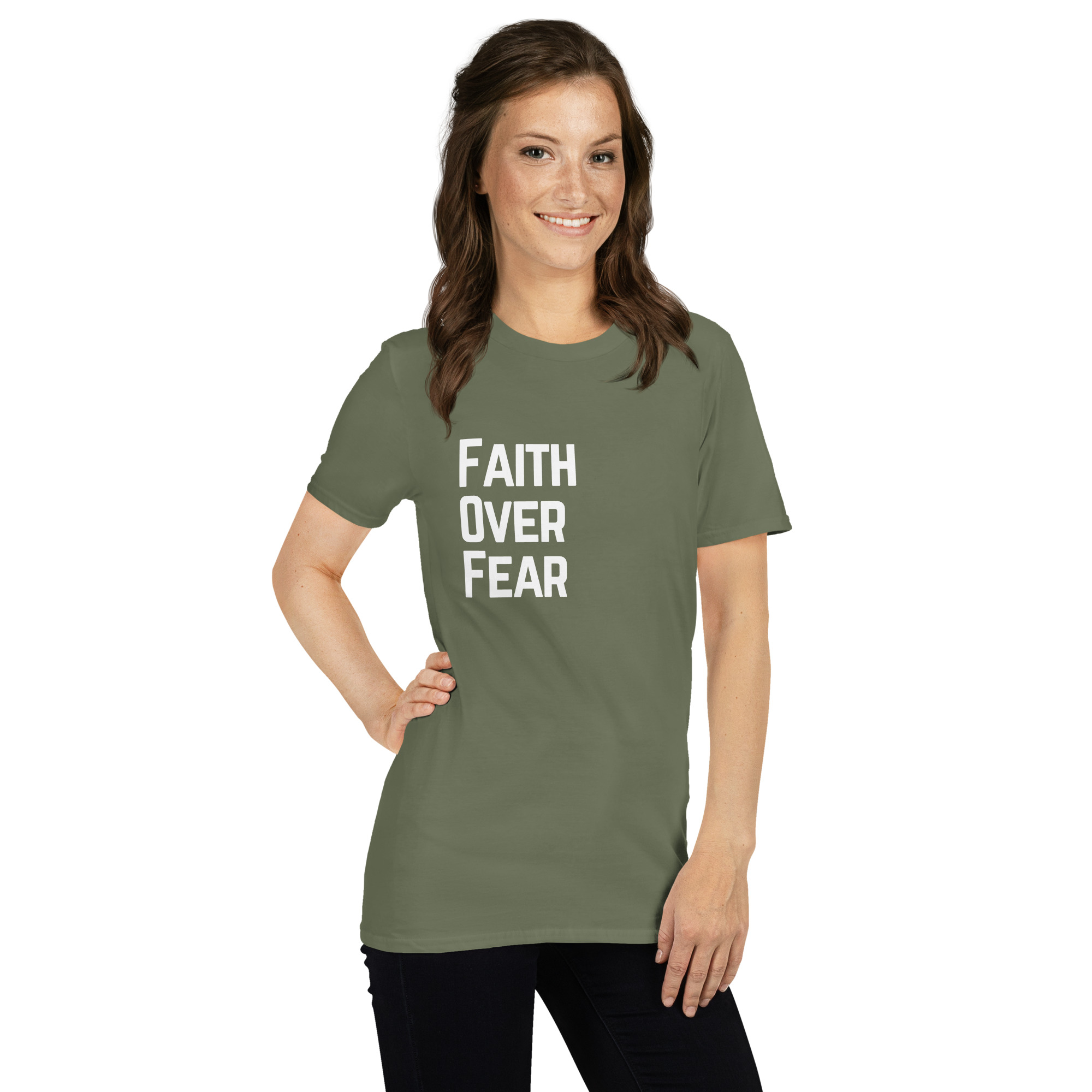 'Faith Over Fear' Unisex T-Shirt - Plain, Dark Colours - Image 5