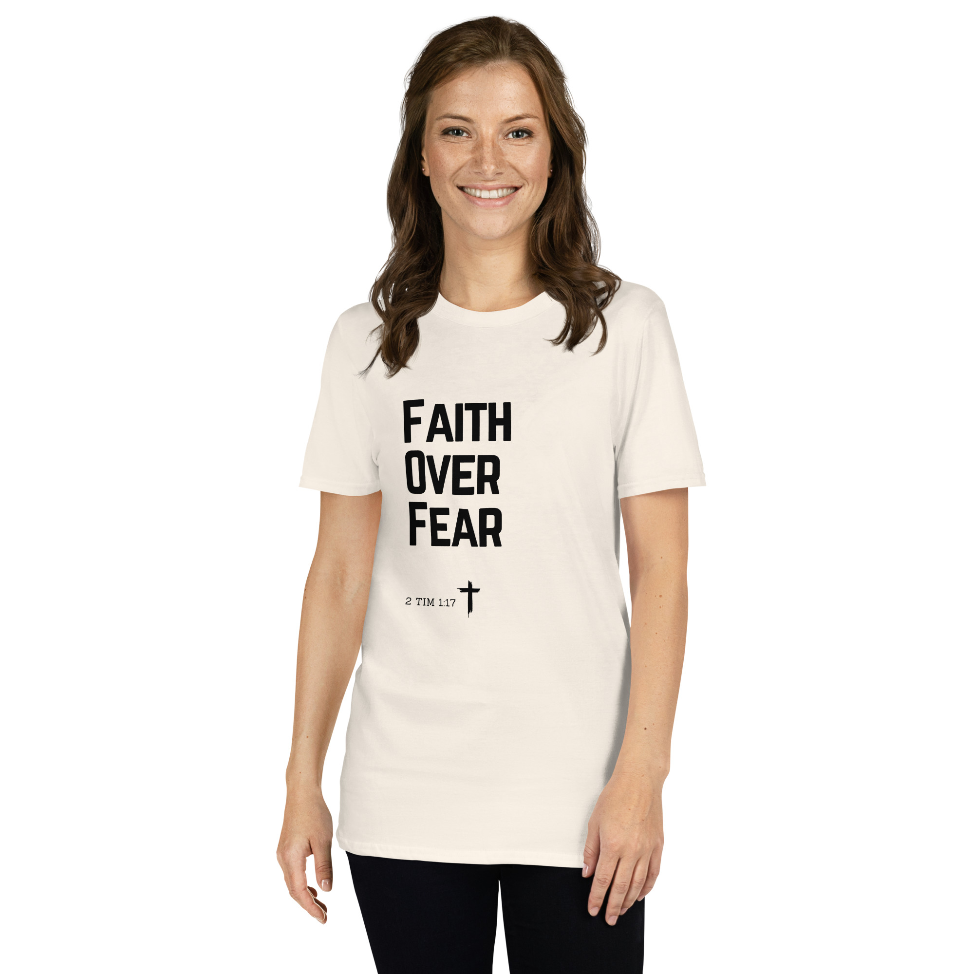 'Faith Over Fear' Unisex T-Shirt - w/Scripture, Light Colours - Image 4