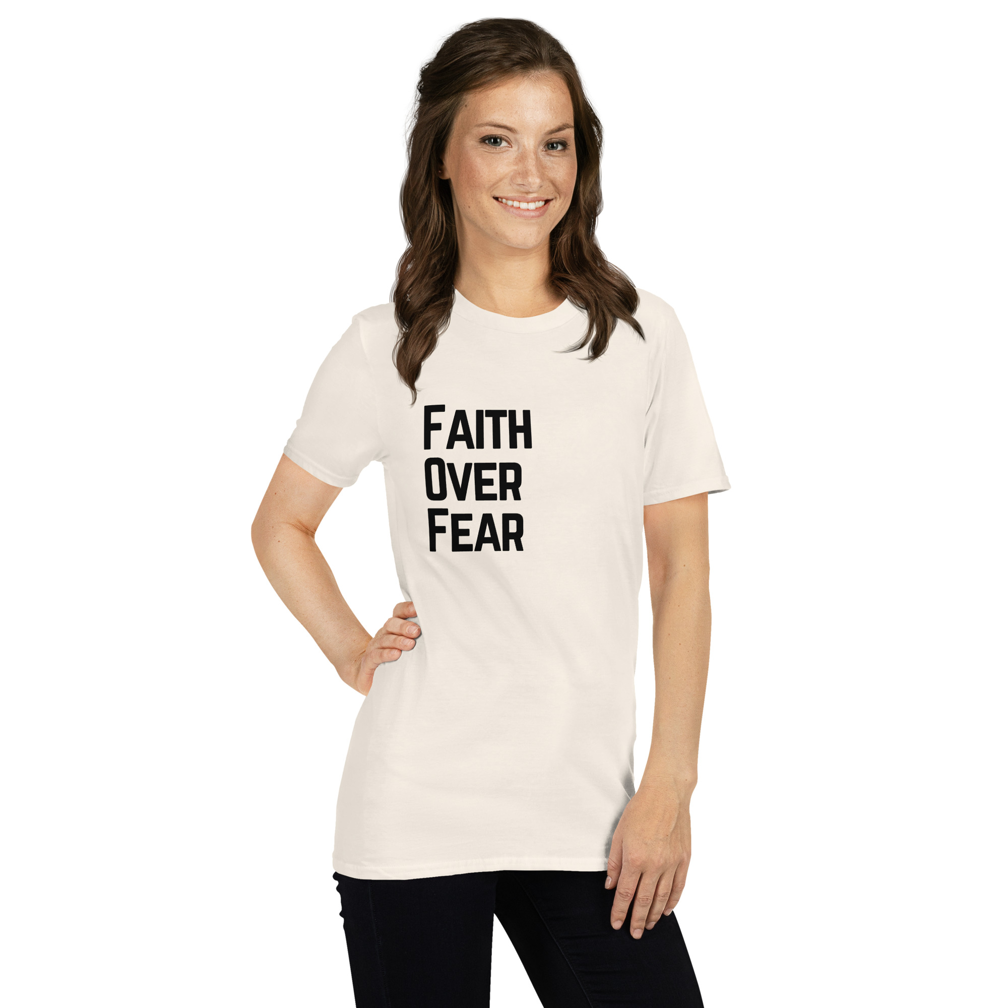 'Faith Over Fear' Unisex T-Shirt - Plain, Light Colours - Image 5