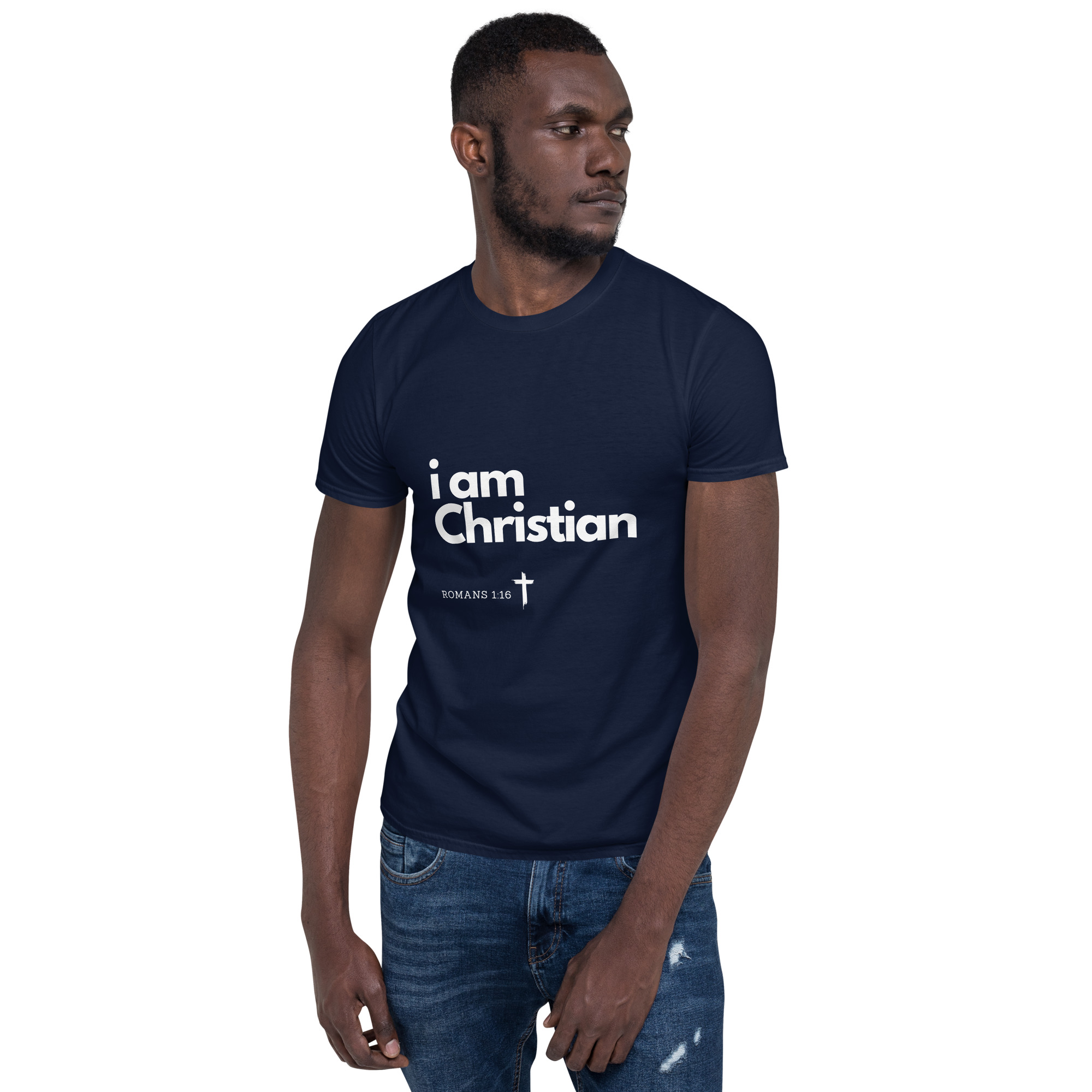 'i am Christian' Unisex T-Shirt - w/Scripture, Dark Colours - Image 3
