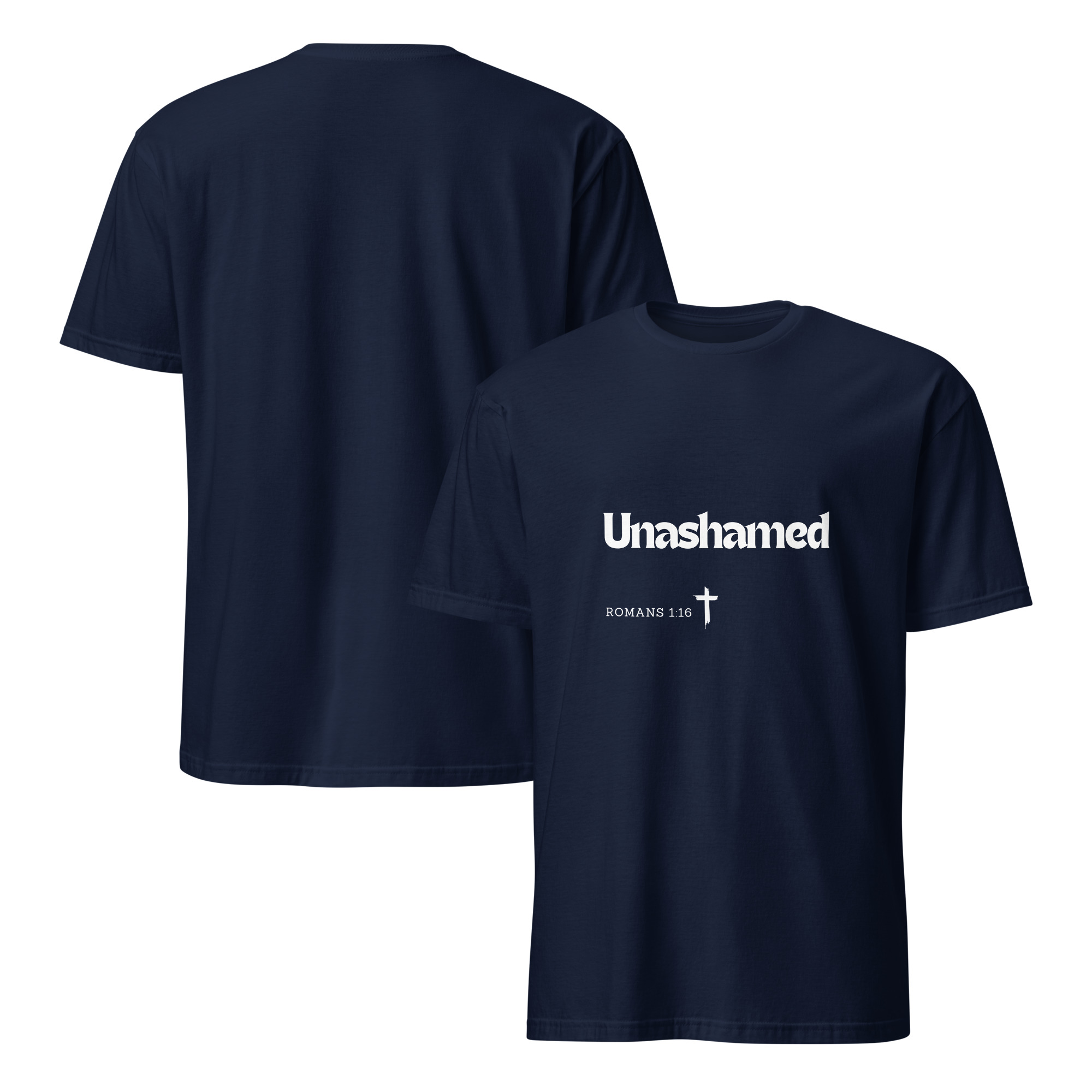 'Unashamed' Unisex T-Shirt - w/Scripture, Dark Colours - Image 7