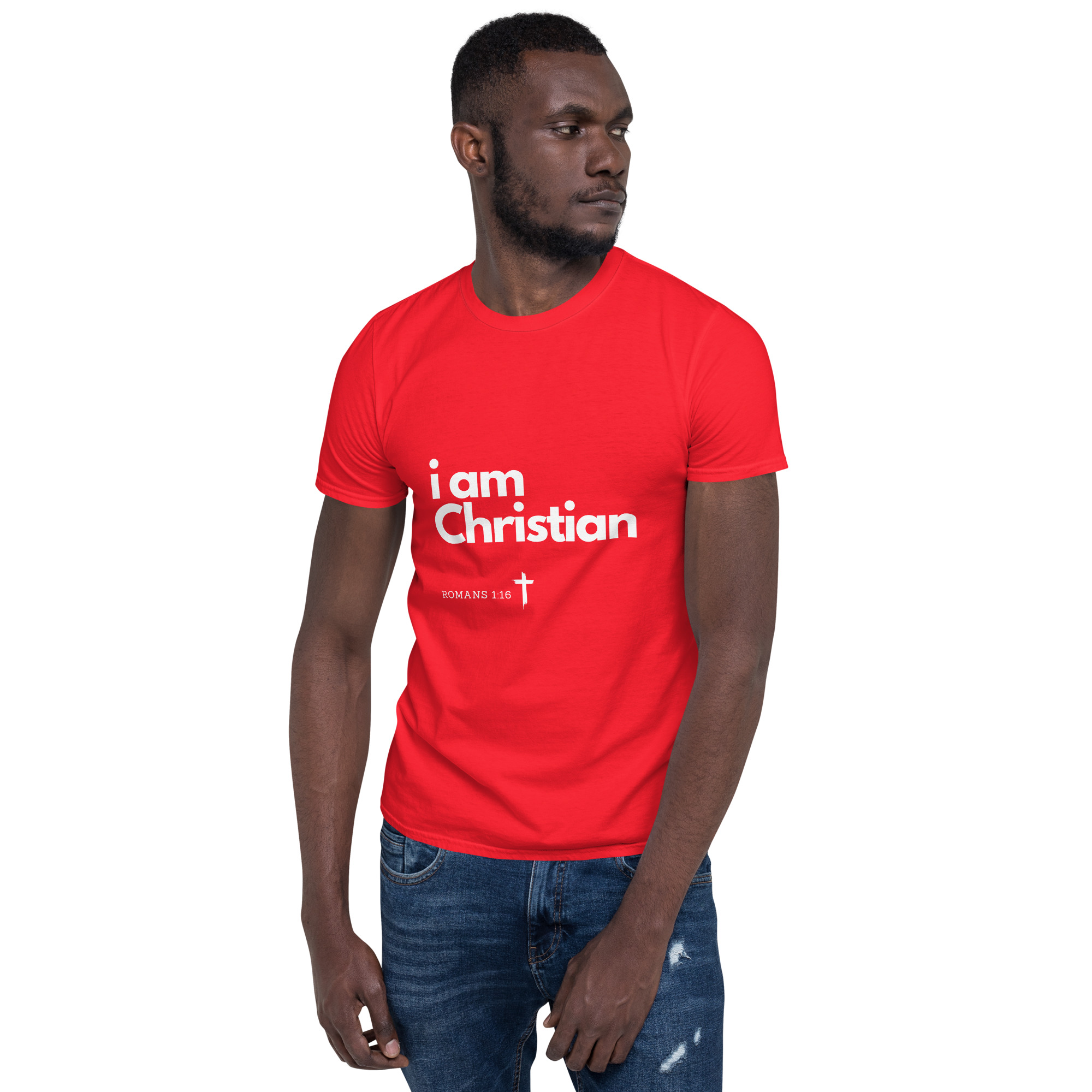 'i am Christian' Unisex T-Shirt - w/Scripture, Dark Colours - Image 6