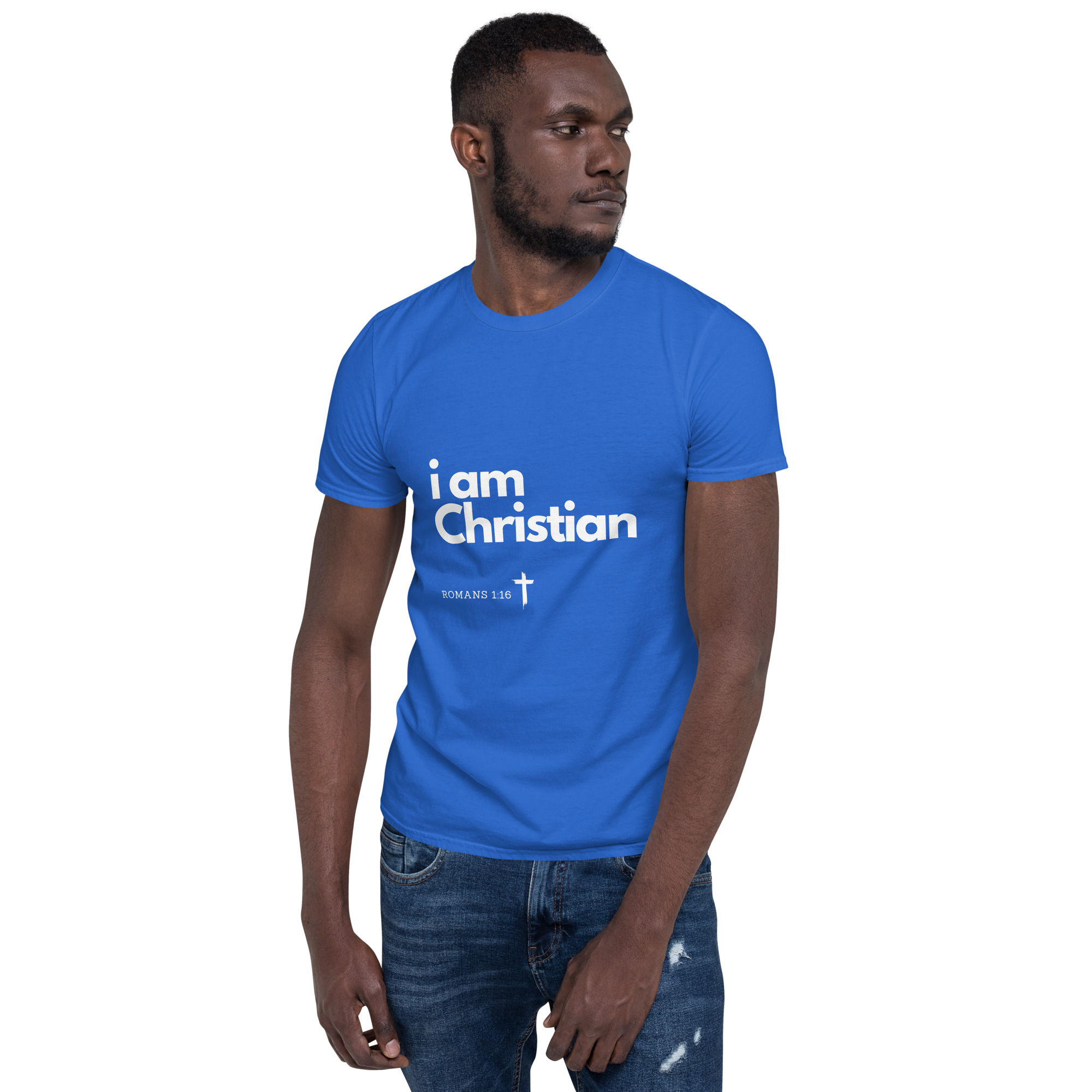 'i am Christian' Unisex T-Shirt - w/Scripture, Dark Colours - Image 8