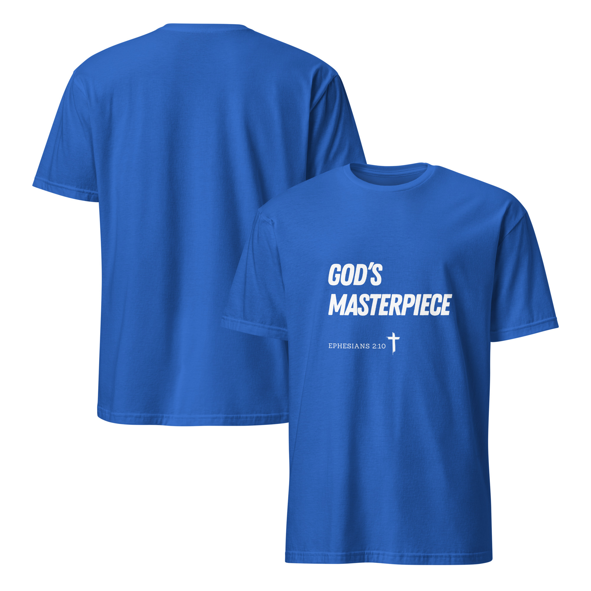 'God's Masterpiece' Unisex T-Shirt - w/Scripture, Dark Colours - Image 9