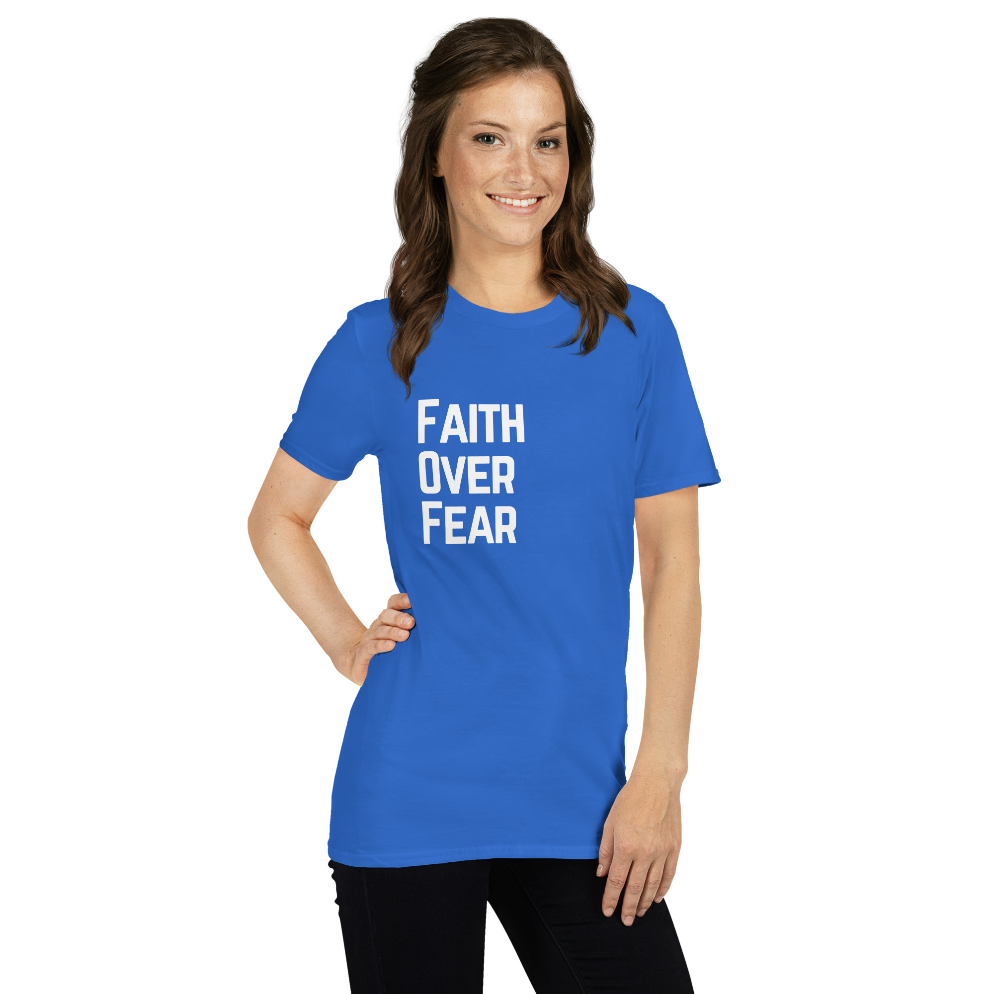 'Faith Over Fear' Unisex T-Shirt - Plain, Dark Colours - Image 4