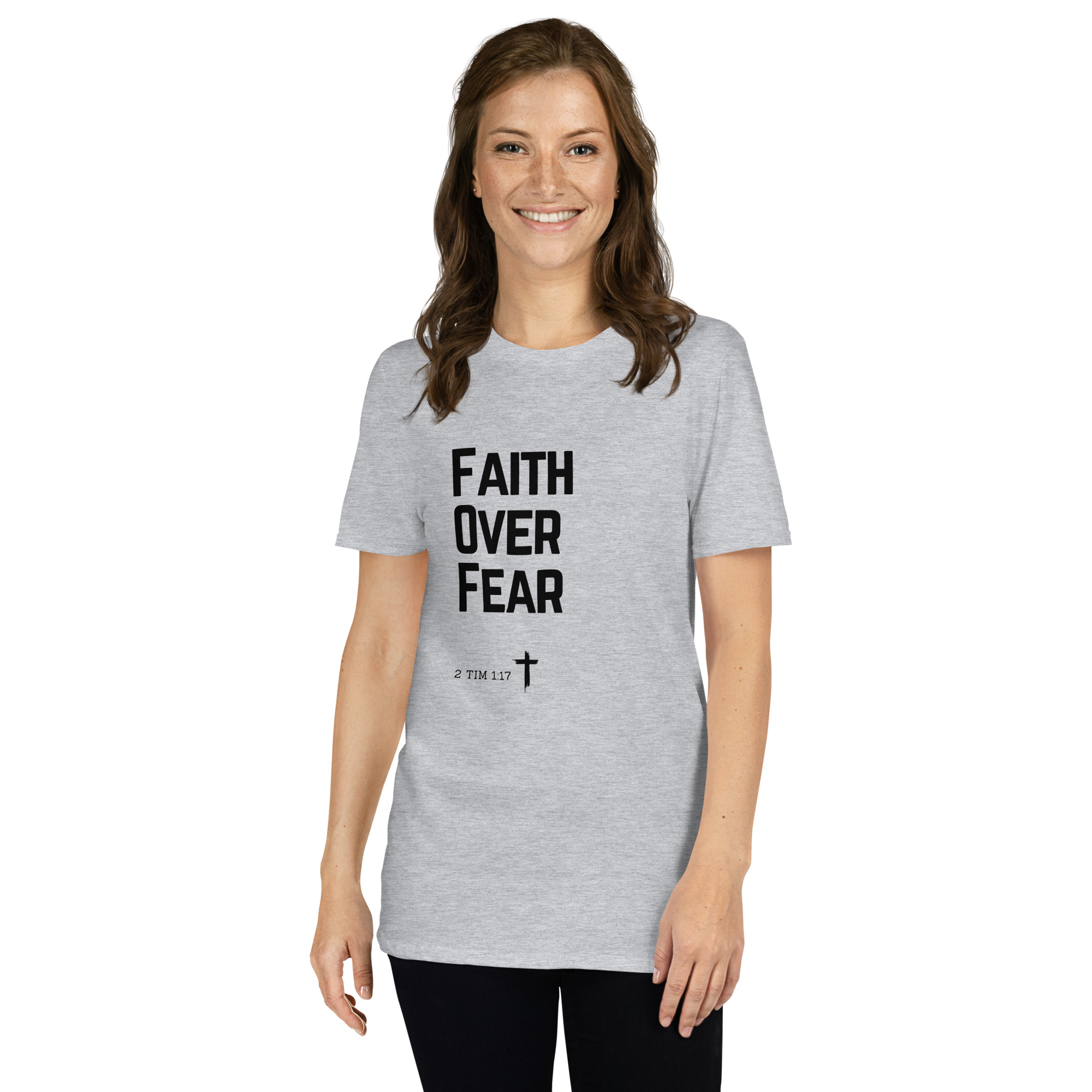 'Faith Over Fear' Unisex T-Shirt - w/Scripture, Light Colours - Image 3