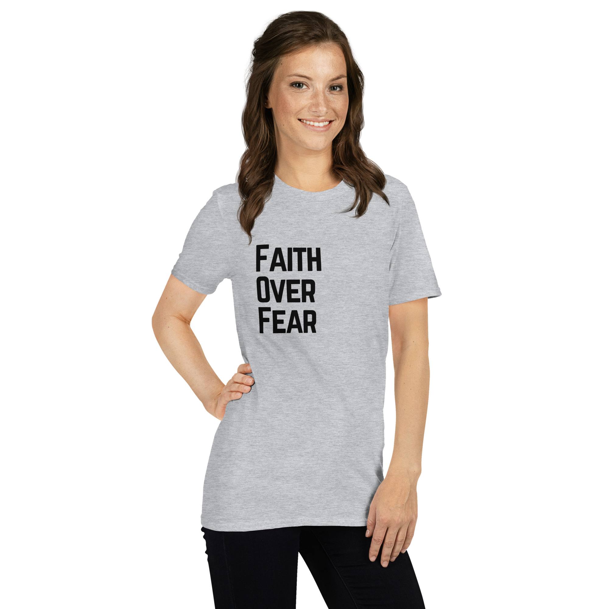 'Faith Over Fear' Unisex T-Shirt - Plain, Light Colours - Image 4