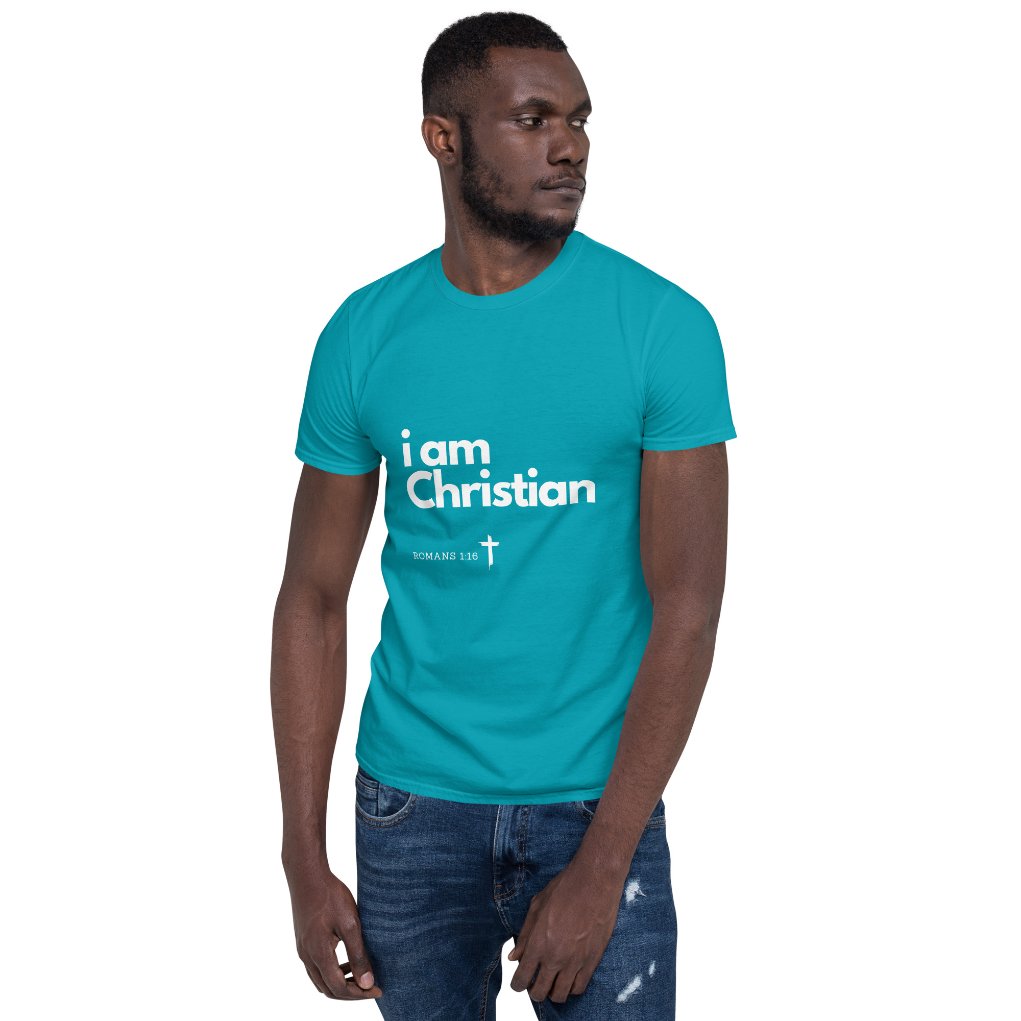 'i am Christian' Unisex T-Shirt - w/Scripture, Dark Colours - Image 11