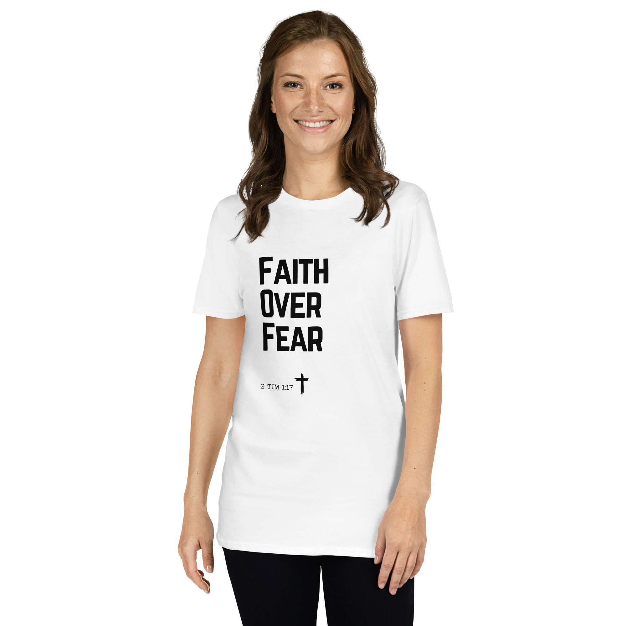 'Faith Over Fear' Unisex T-Shirt - w/Scripture, Light Colours - Image 5