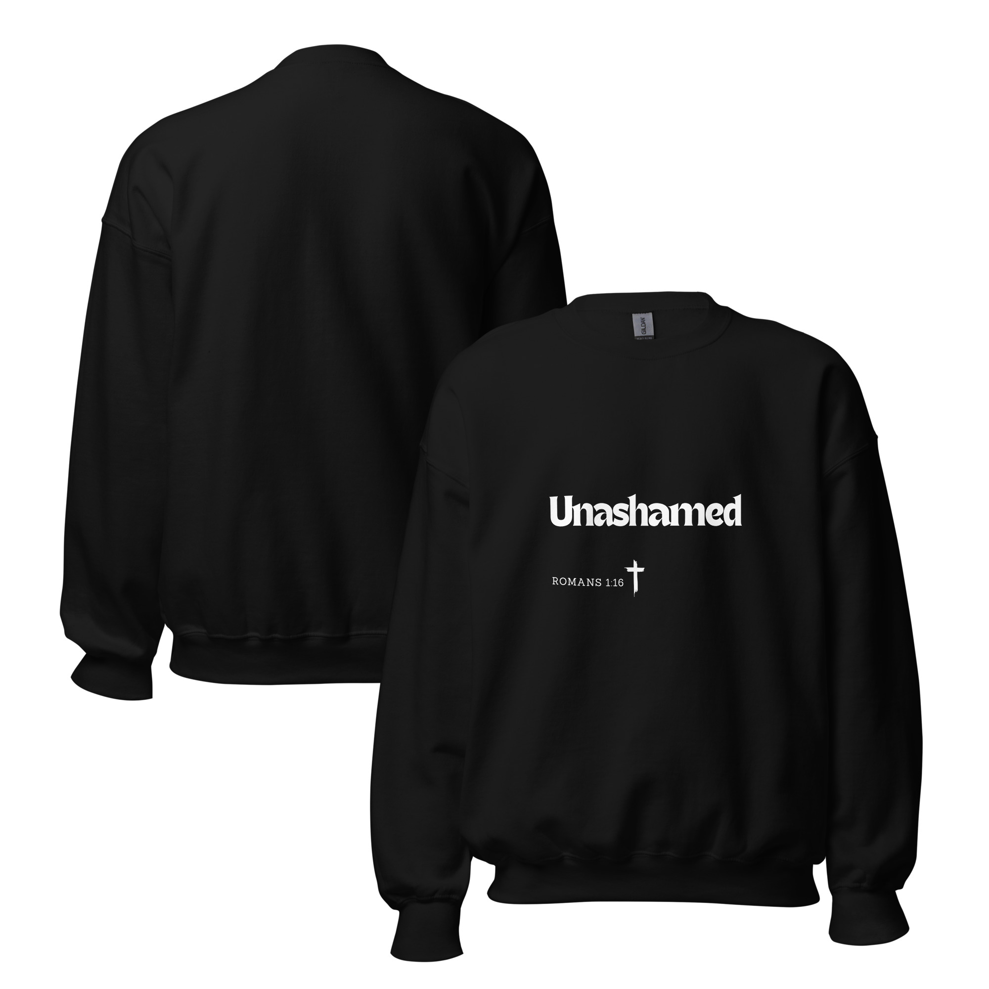 'Unashamed' Slim Fit Unisex Sweatshirt - w/Scripture, Dark Colours - Image 8