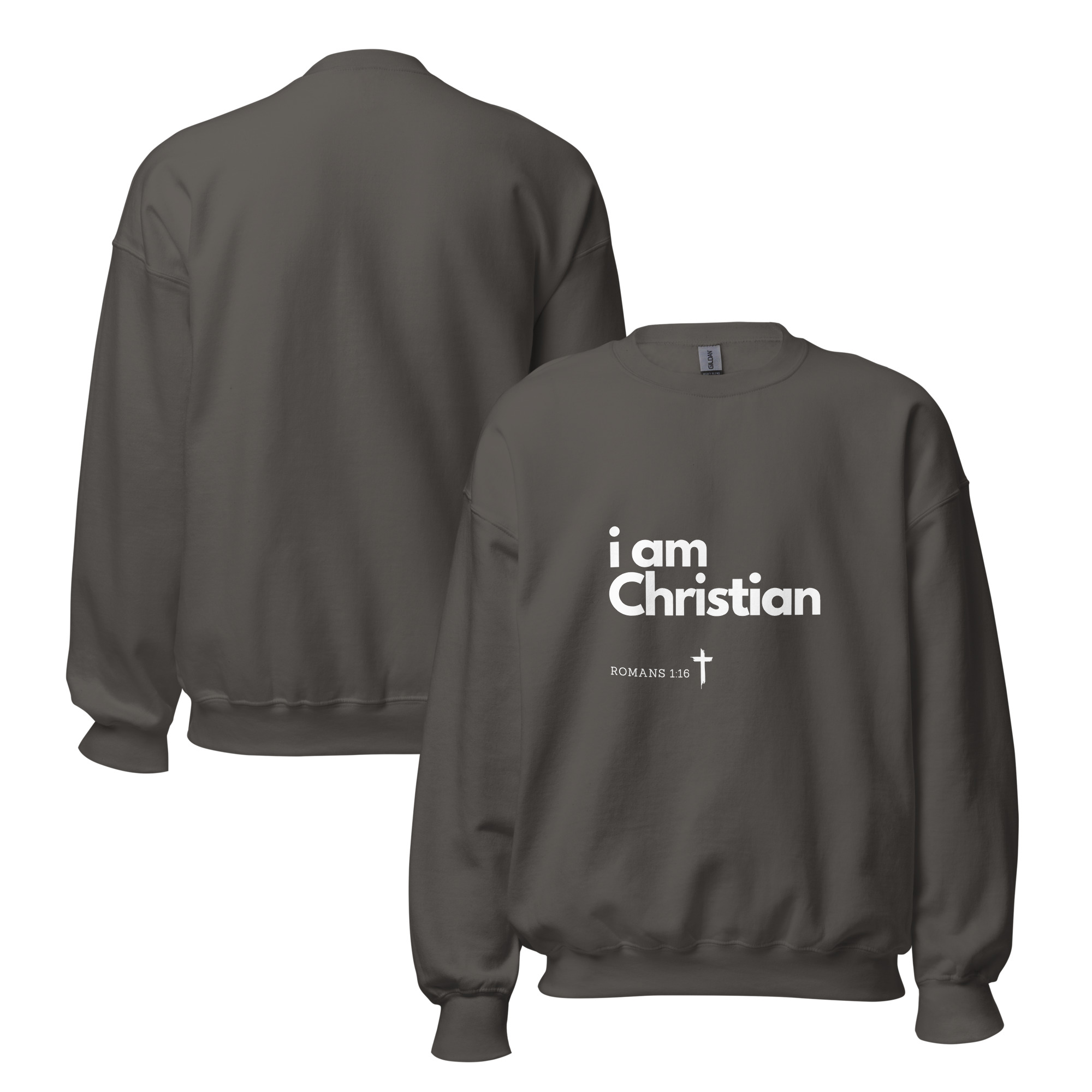 'i am Christian' Slim Fit Unisex Sweatshirt - w/Scripture, Dark Colours - Image 23