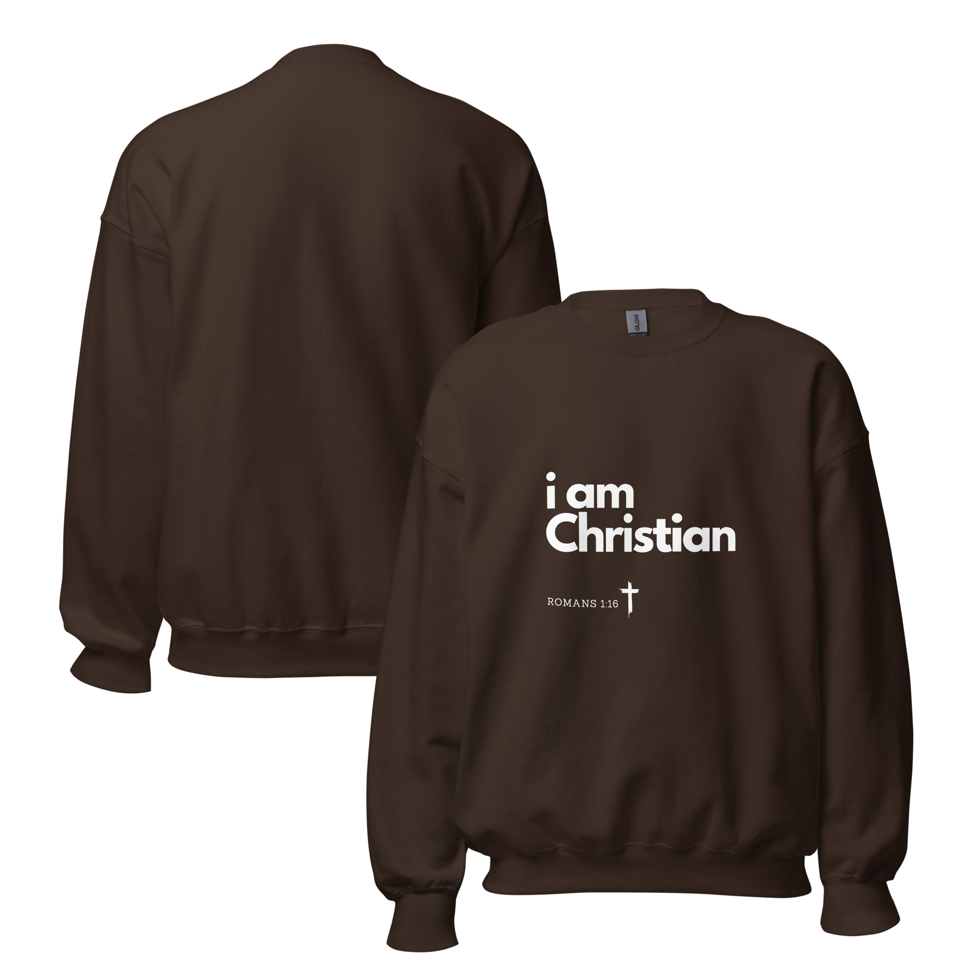 'i am Christian' Slim Fit Unisex Sweatshirt - w/Scripture, Dark Colours - Image 16