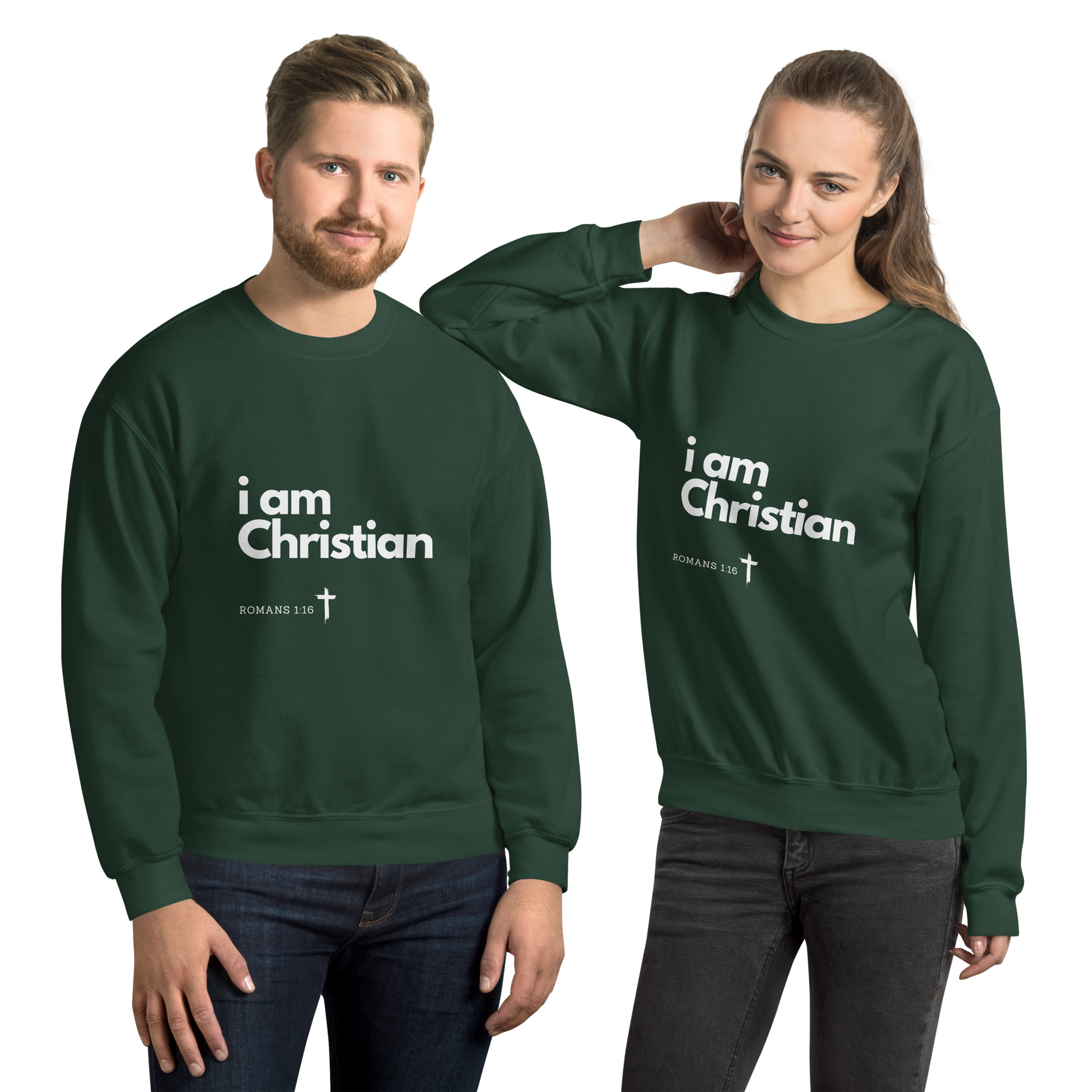 'i am Christian' Slim Fit Unisex Sweatshirt - w/Scripture, Dark Colours - Image 6