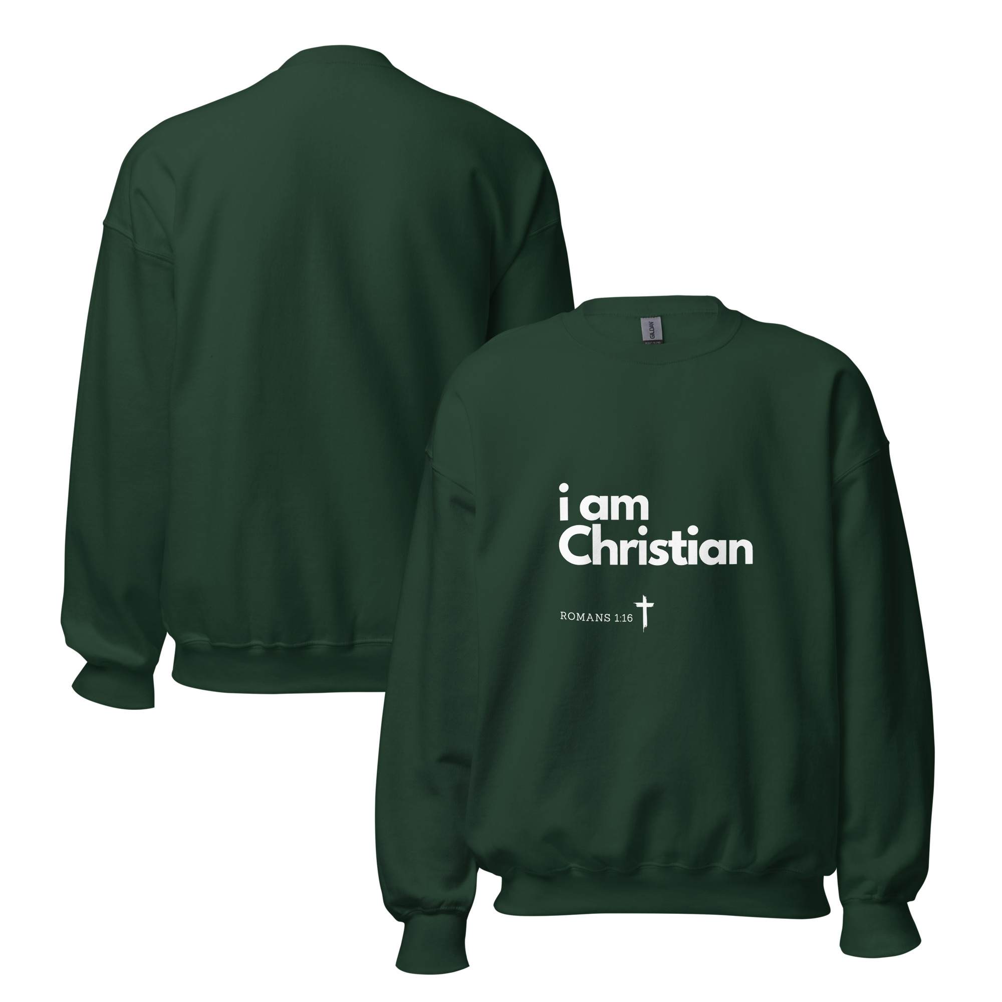 'i am Christian' Slim Fit Unisex Sweatshirt - w/Scripture, Dark Colours - Image 19