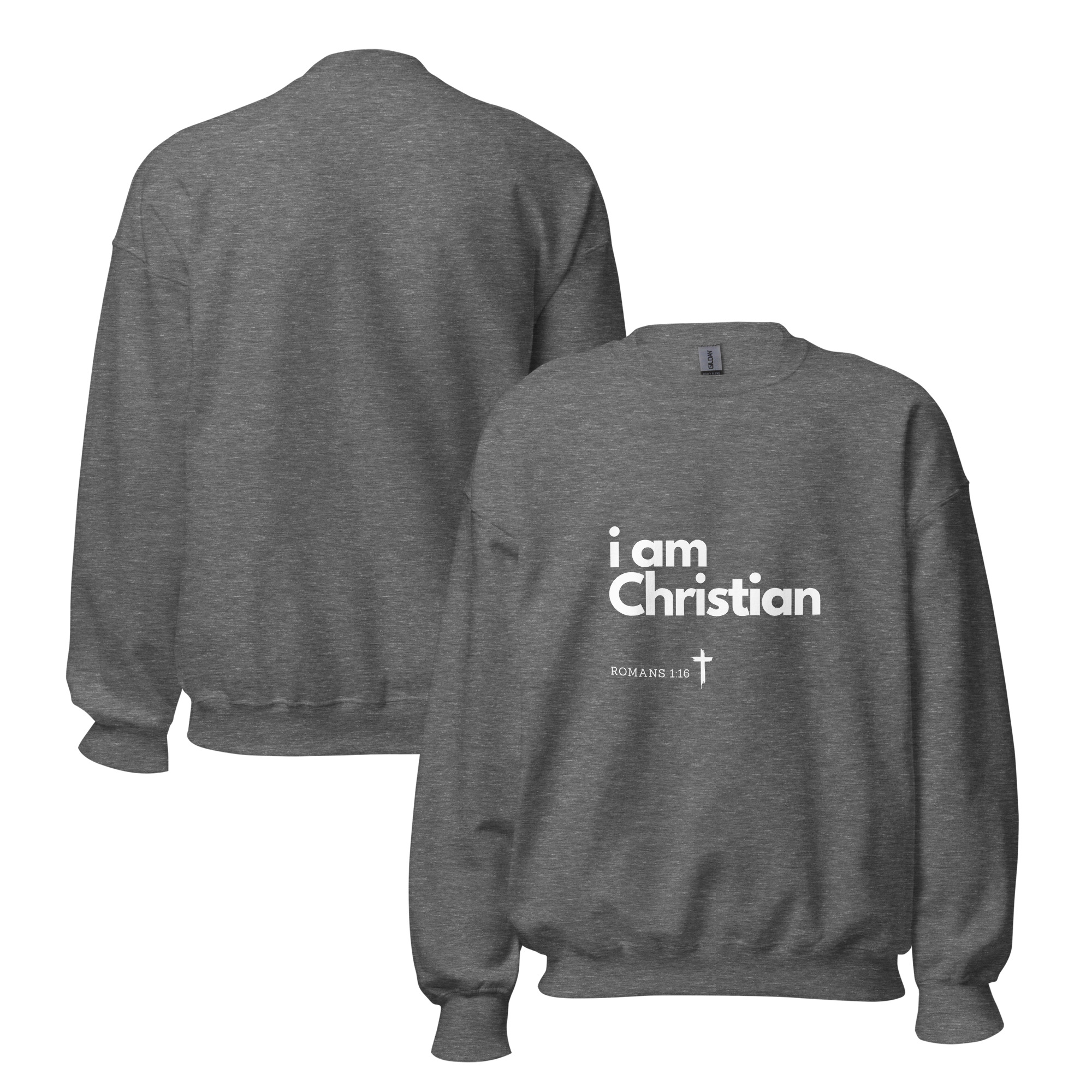 'i am Christian' Slim Fit Unisex Sweatshirt - w/Scripture, Dark Colours - Image 26