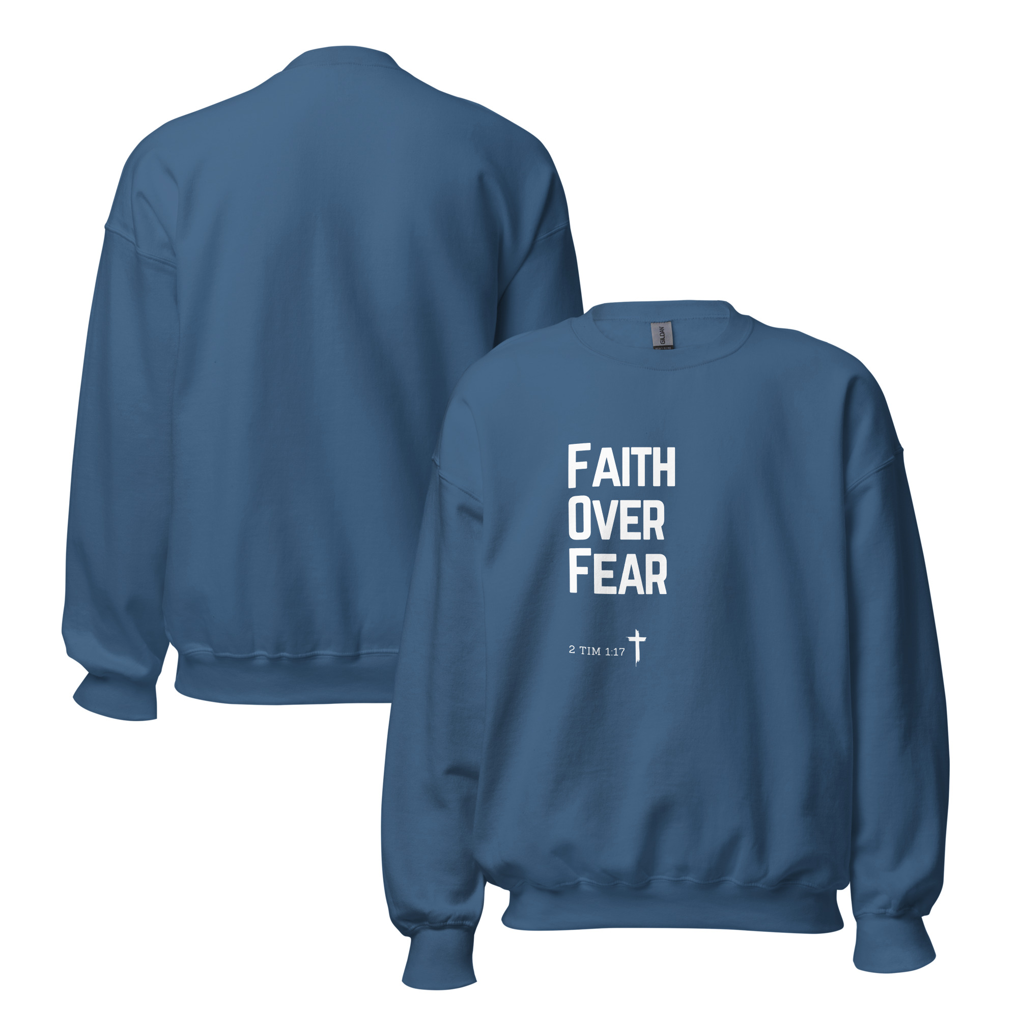 'Faith Over Fear' Slim Fit Unisex Sweatshirt - w/Scripture, Dark Colours - Image 14