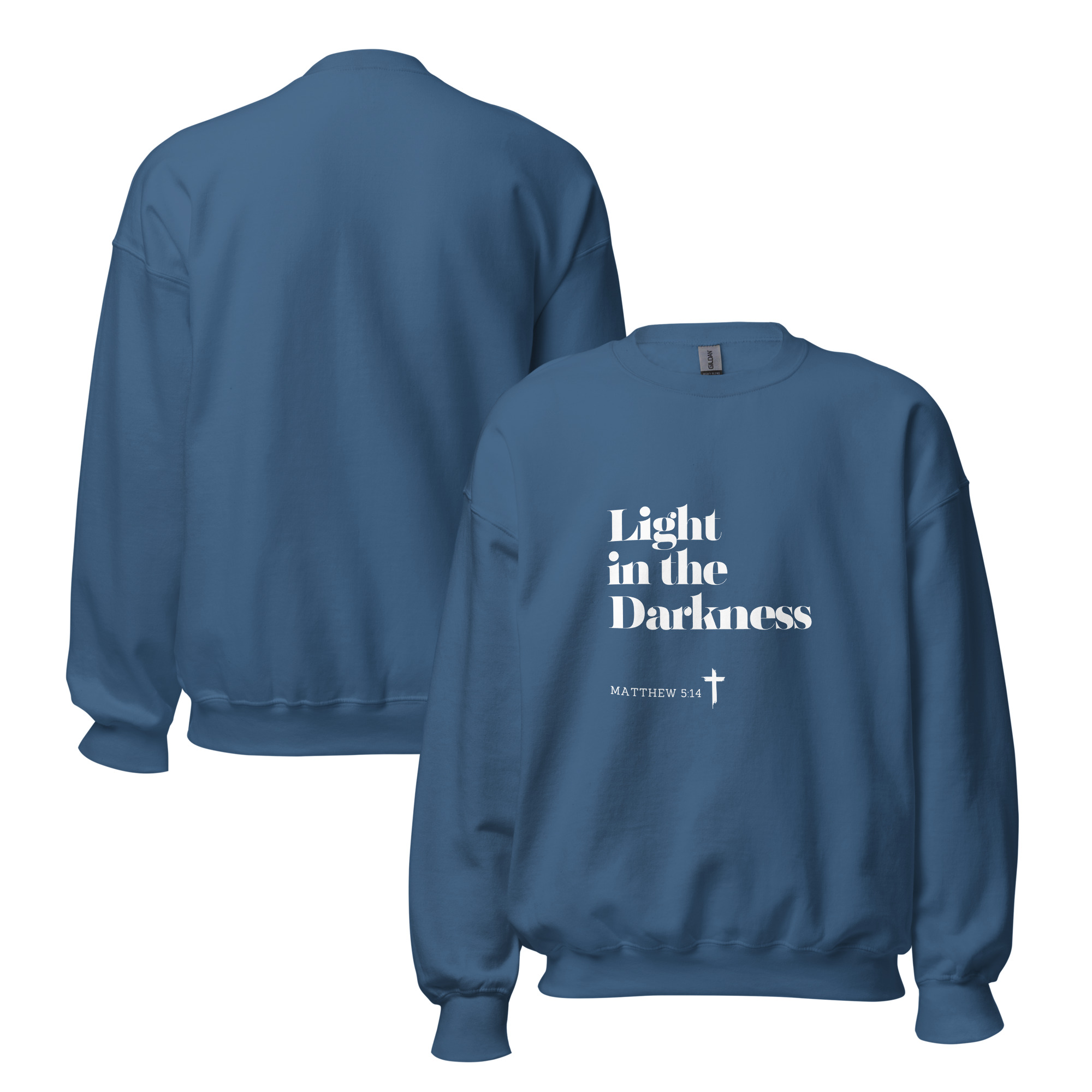 'Light in the Darkness' Slim Fit Unisex Sweatshirt - w/Scripture, Dark Colours - Image 14
