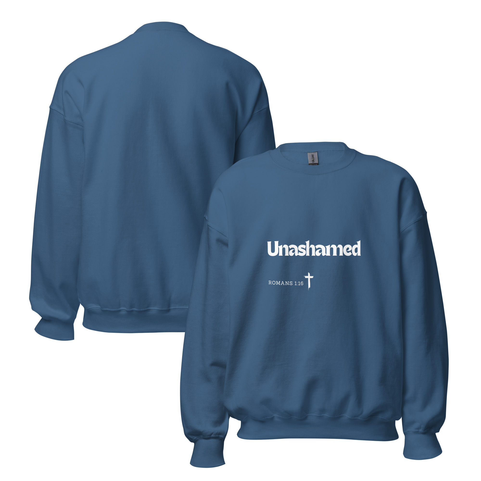 'Unashamed' Slim Fit Unisex Sweatshirt - w/Scripture, Dark Colours - Image 14