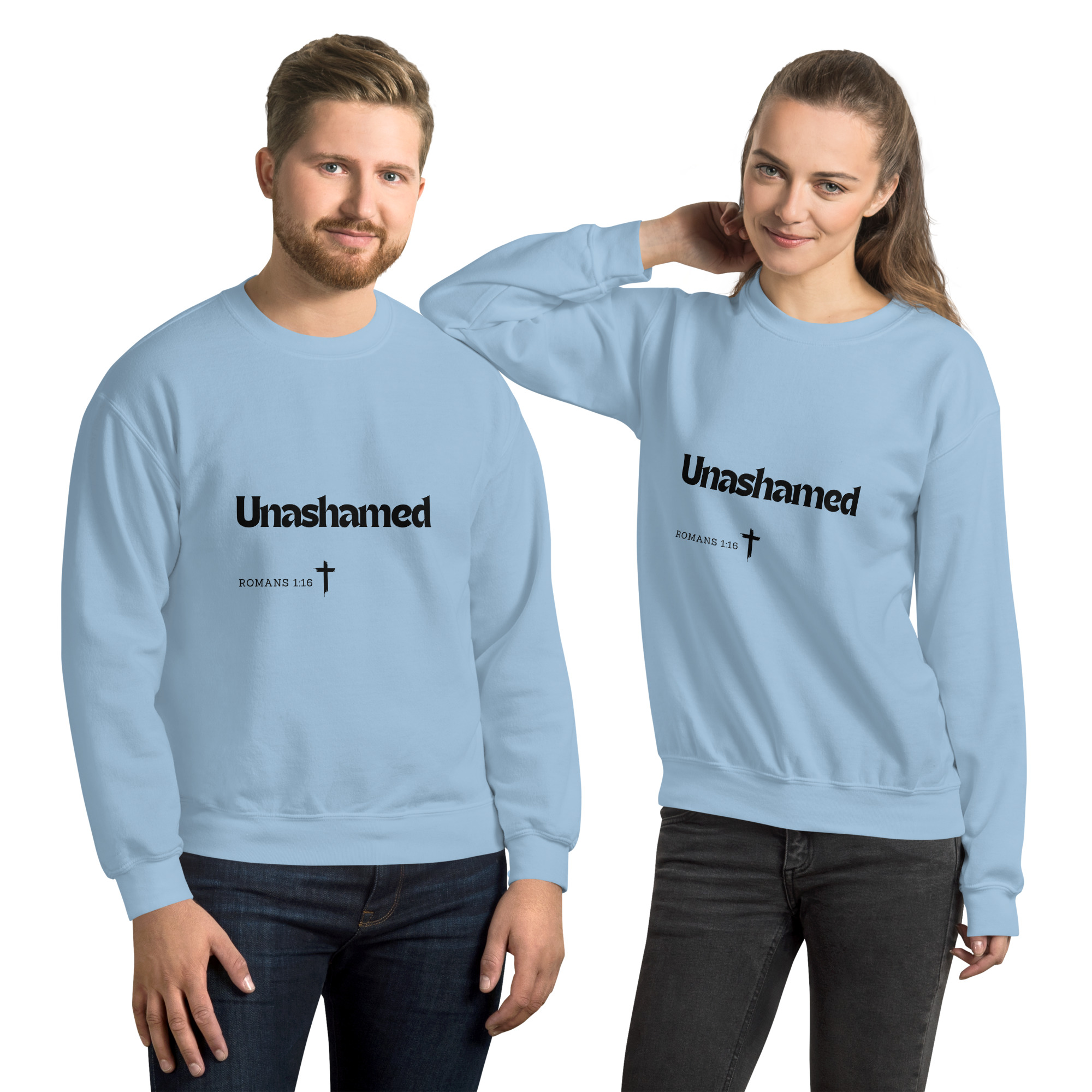 'Unashamed' Slim Fit Unisex Sweatshirt - w/Scripture, Light Colours - Image 2