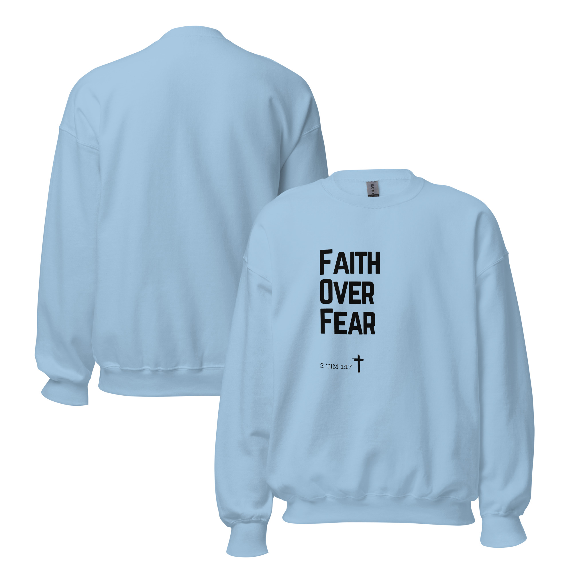 'Faith Over Fear' Slim Fit Unisex Sweatshirt - w/Scripture, Light Colours - Image 5
