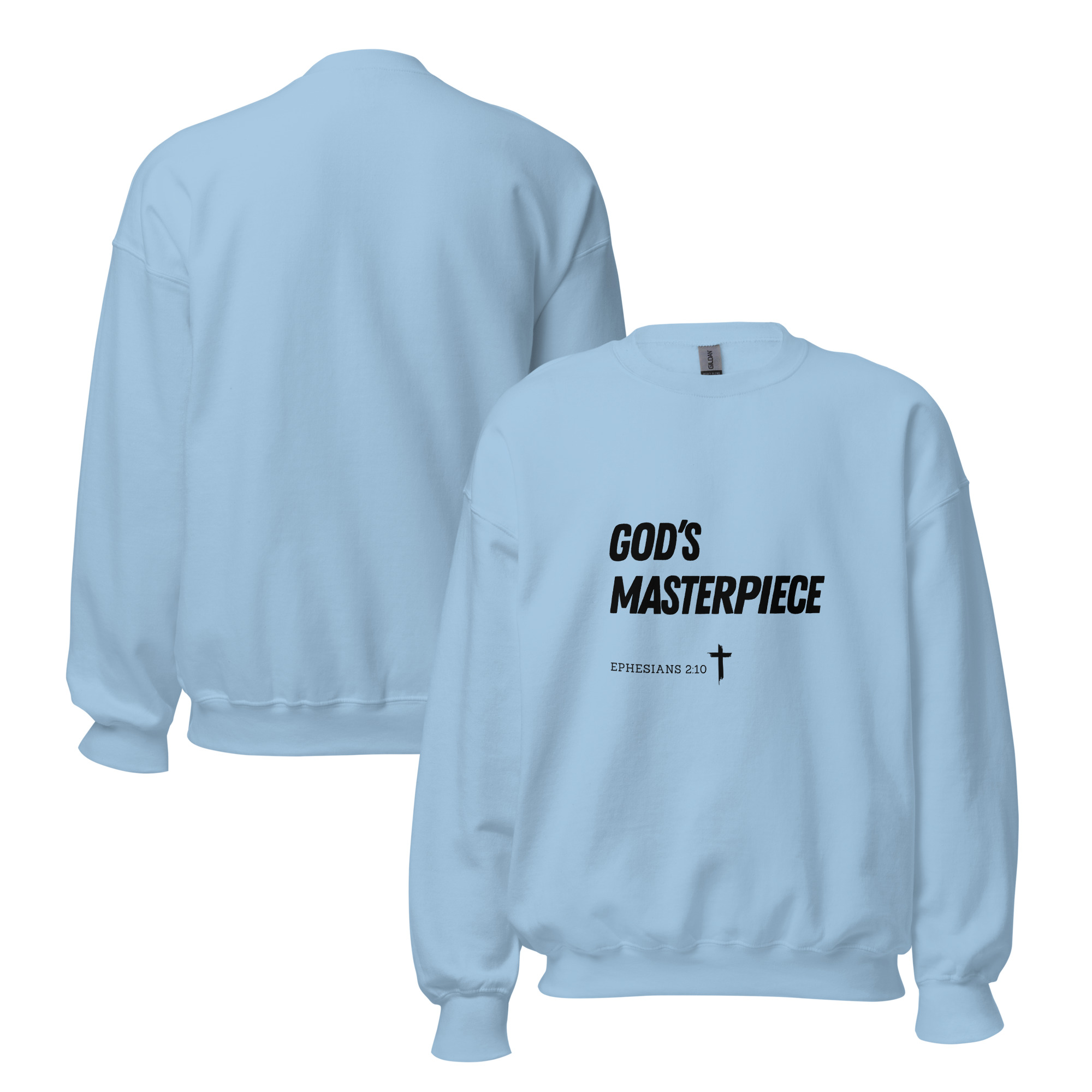 'God's Masterpiece' Slim Fit Unisex Sweatshirt - w/Scripture, Light Colours - Image 5