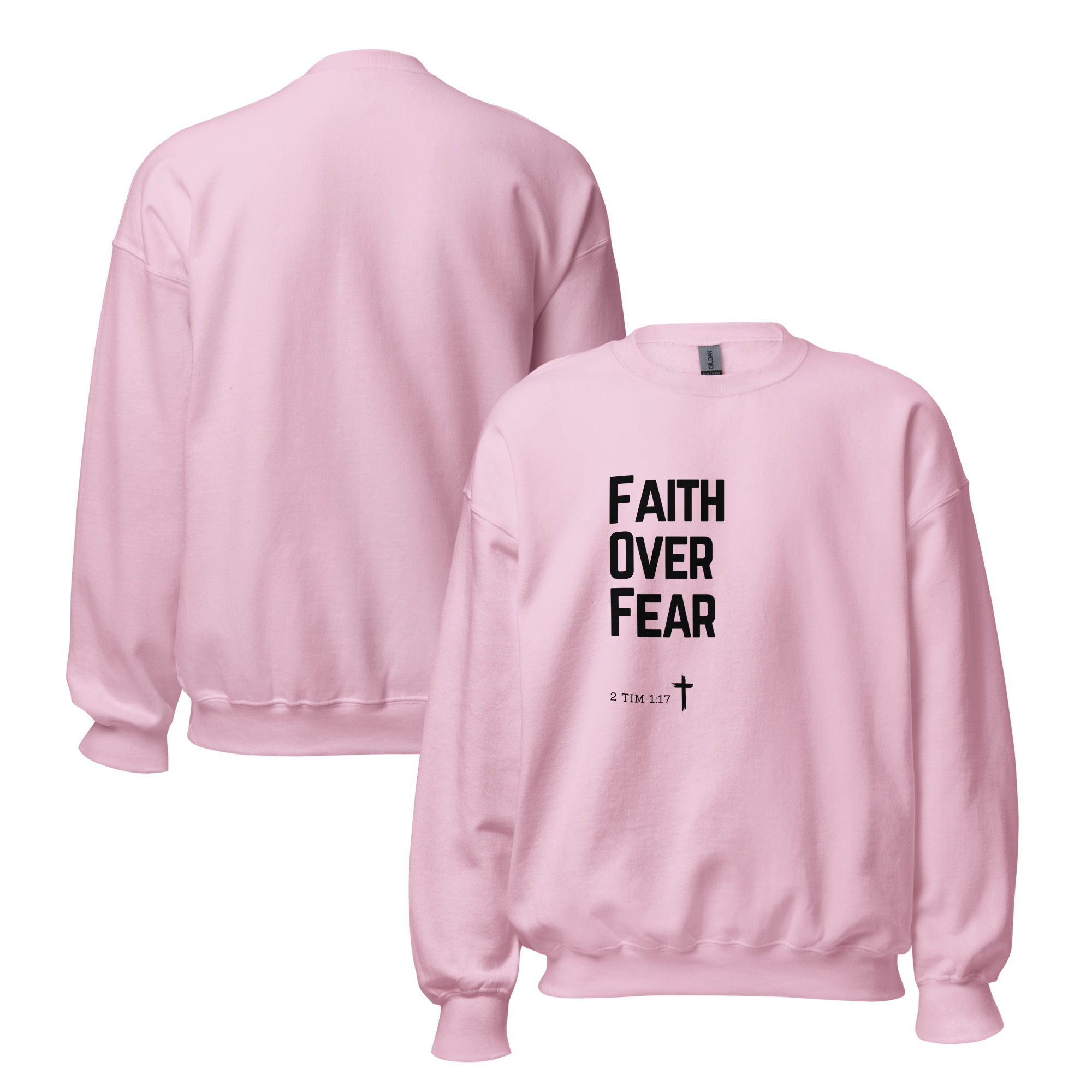 'Faith Over Fear' Slim Fit Unisex Sweatshirt - w/Scripture, Light Colours - Image 7