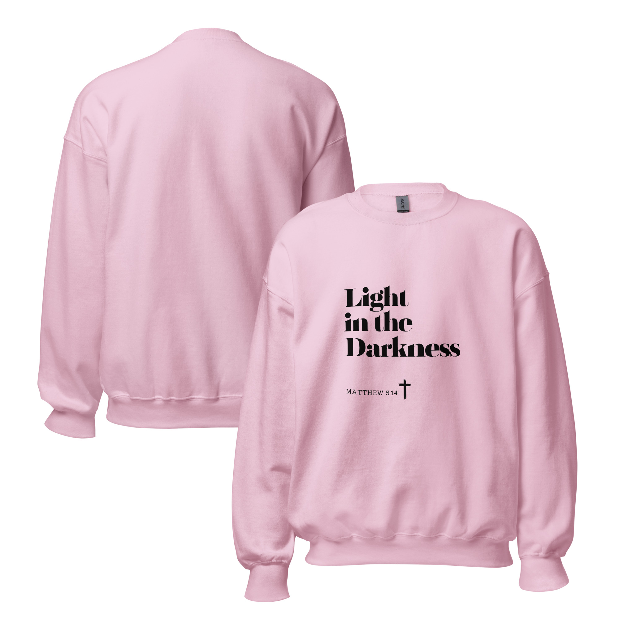 'Light in the Darkness' Slim Fit Unisex Sweatshirt - w/Scripture, Light Colours - Image 7