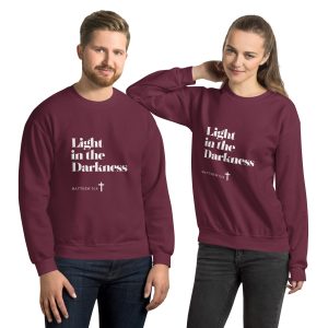 'Light in the Darkness' Slim Fit Unisex Sweatshirt - w/Scripture, Dark Colours