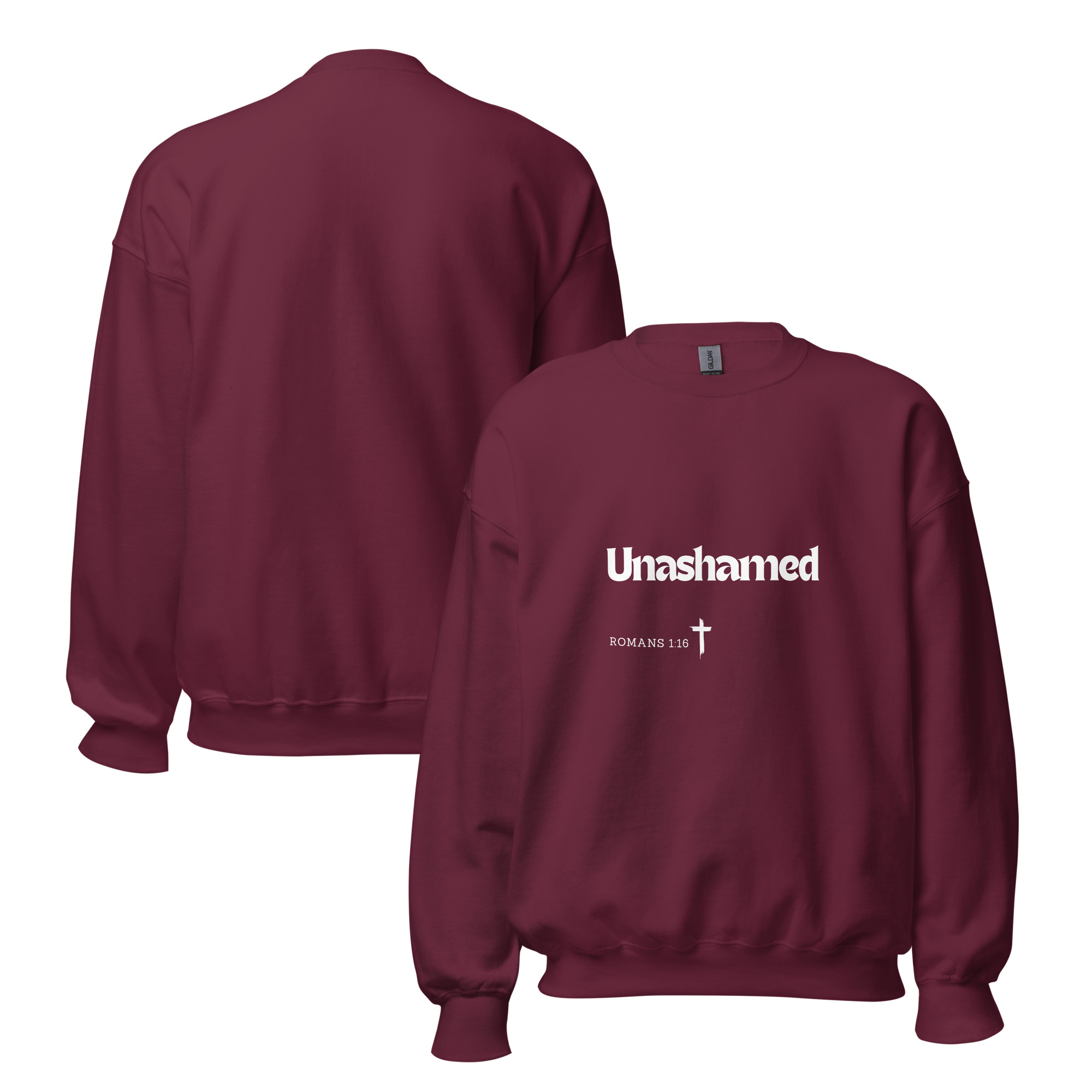 'Unashamed' Slim Fit Unisex Sweatshirt - w/Scripture, Dark Colours - Image 10