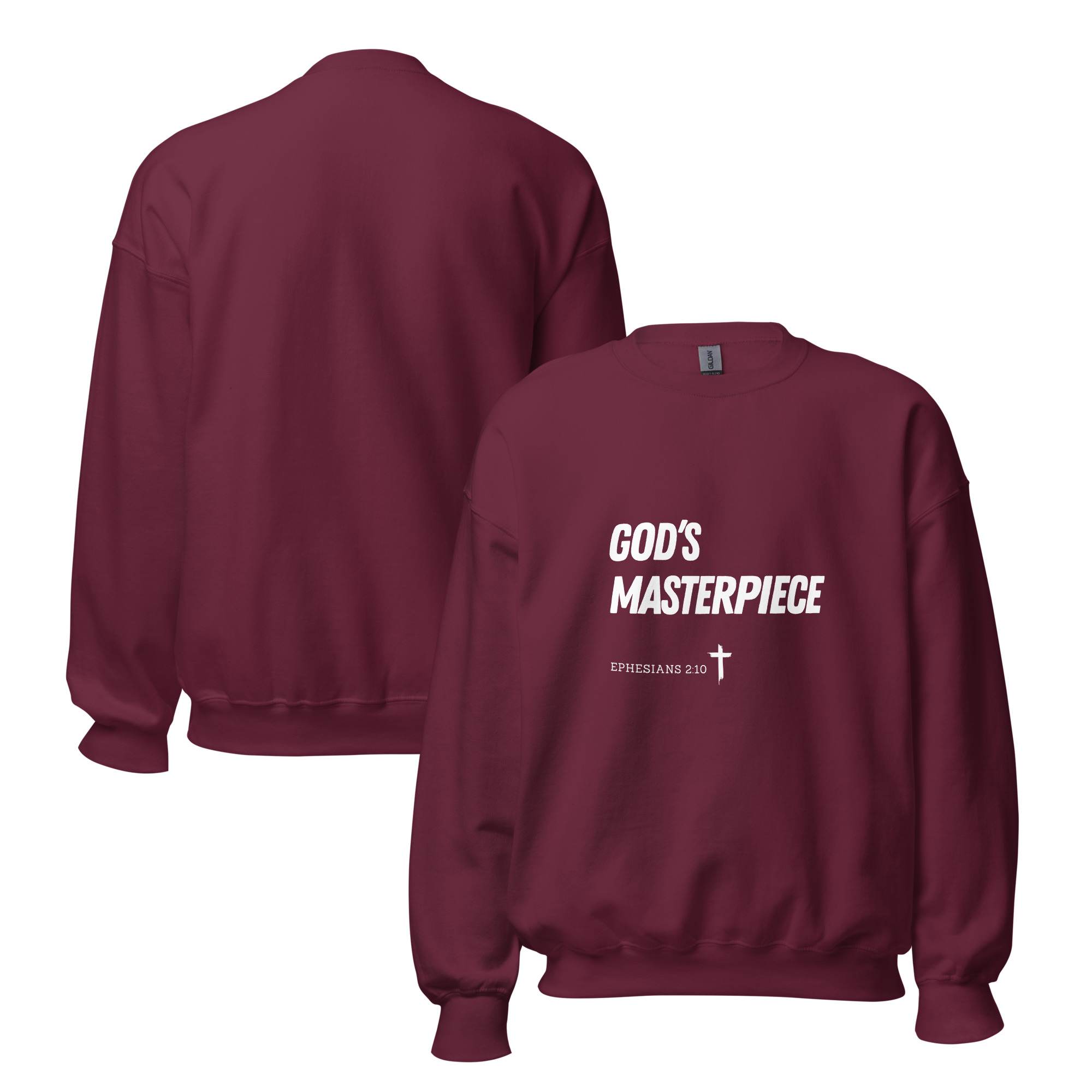 'God's Masterpiece' Slim Fit Unisex Sweatshirt - w/Scripture, Dark Colours - Image 10