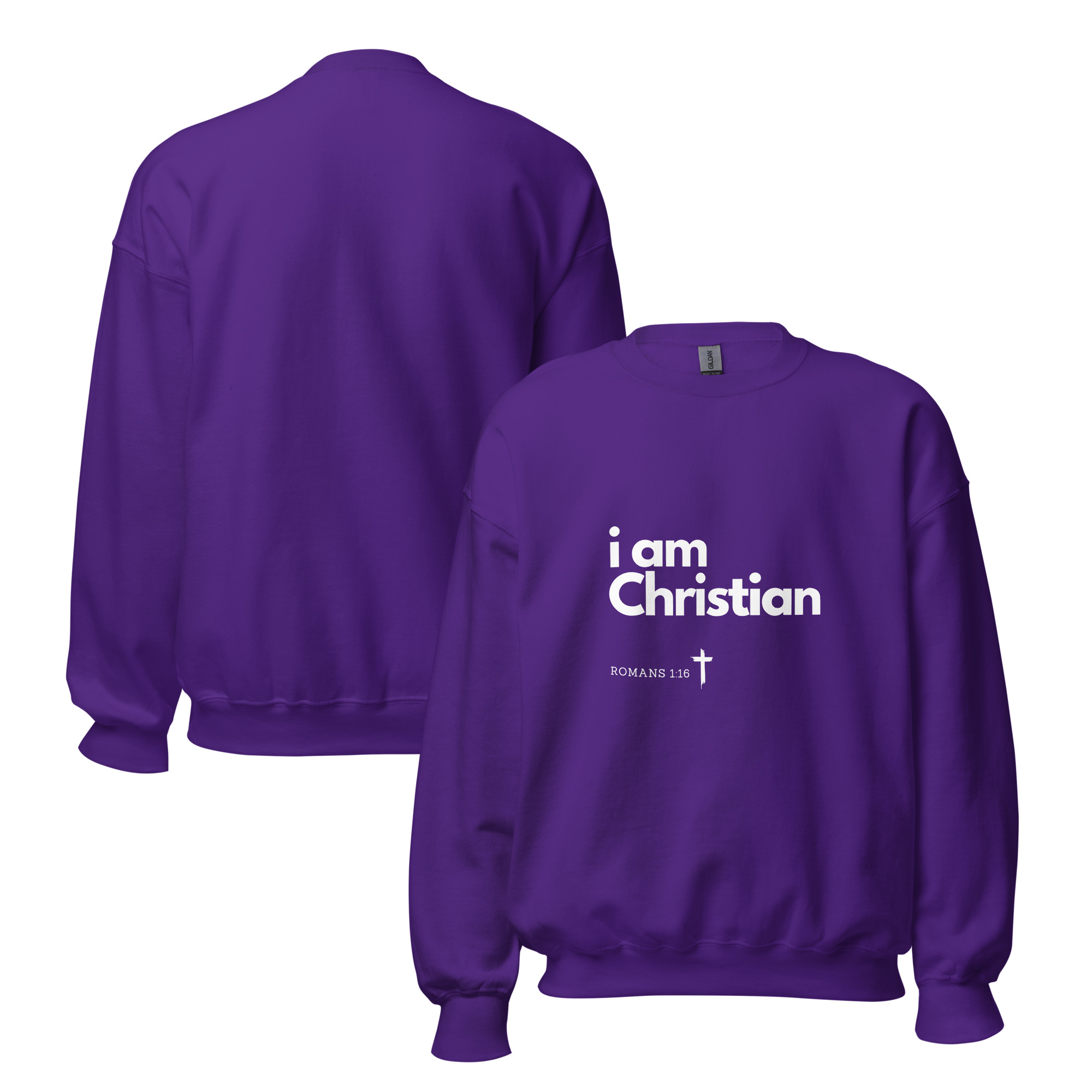'i am Christian' Slim Fit Unisex Sweatshirt - w/Scripture, Dark Colours - Image 17