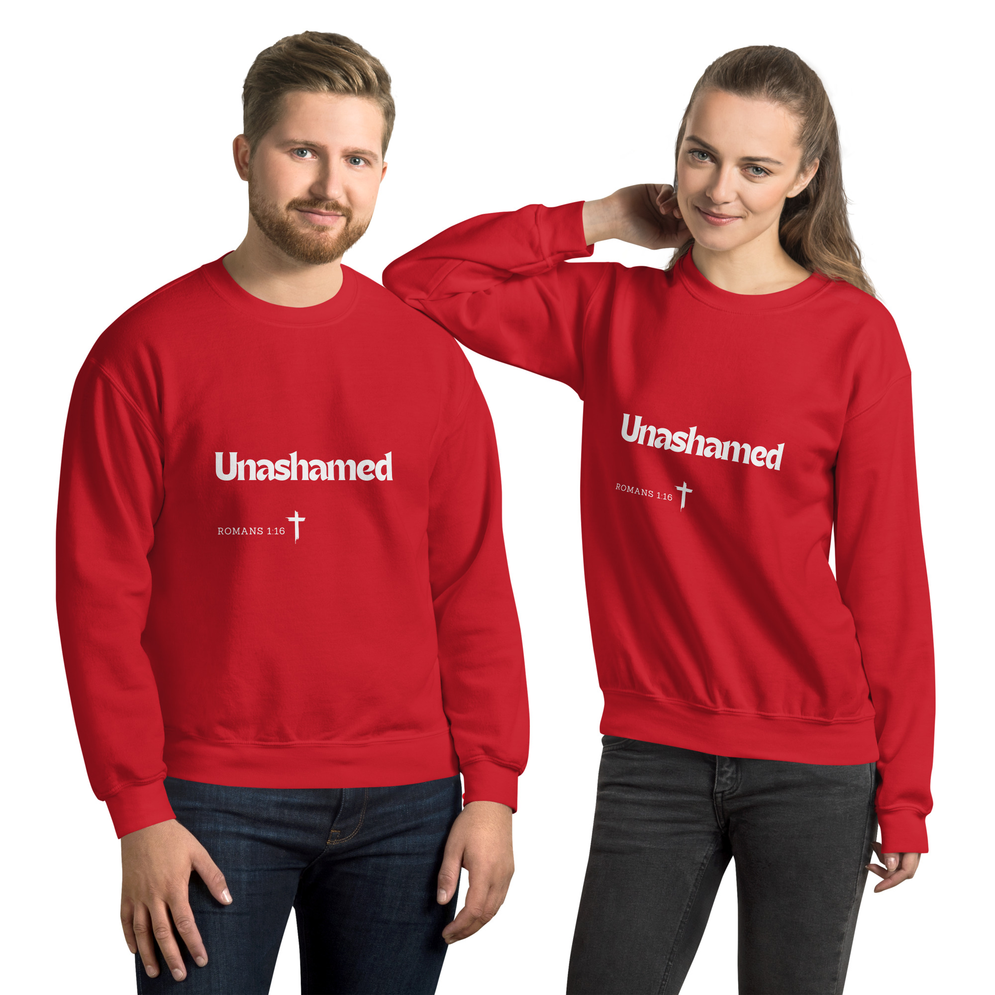 'Unashamed' Slim Fit Unisex Sweatshirt - w/Scripture, Dark Colours - Image 5