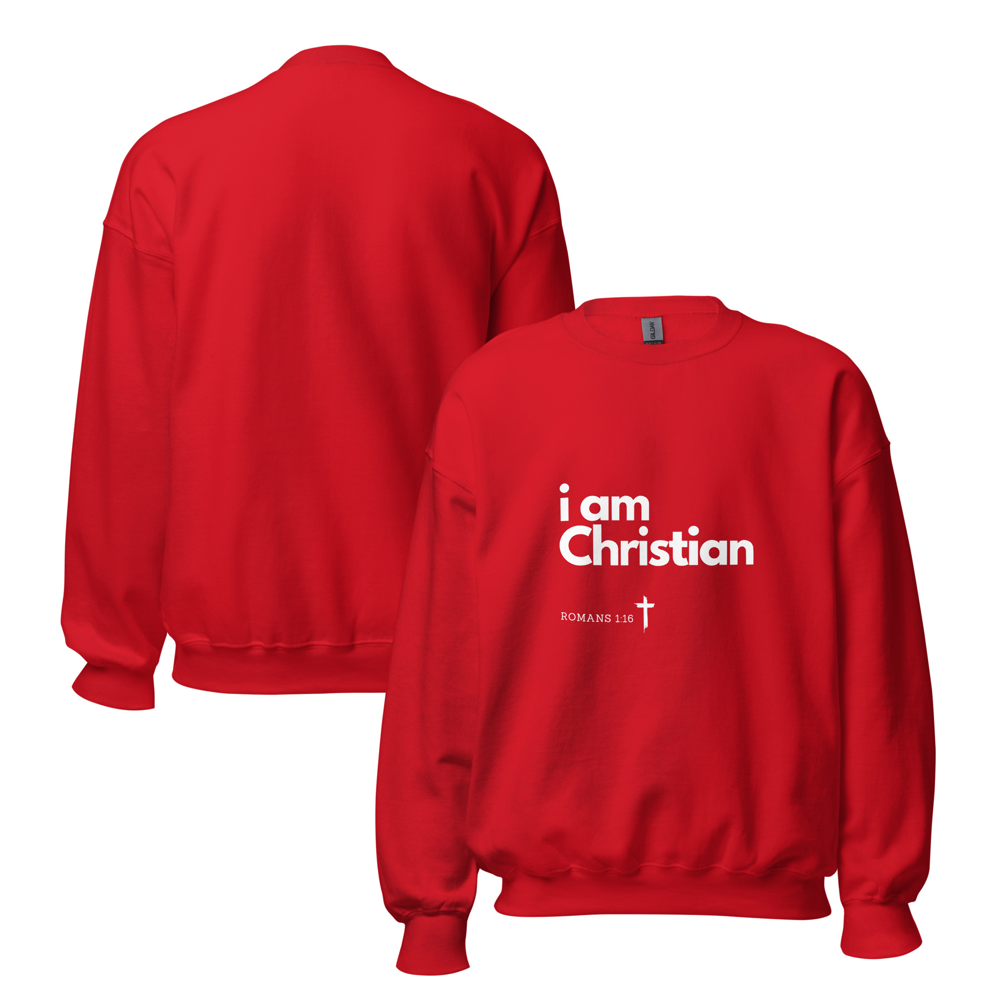 'i am Christian' Slim Fit Unisex Sweatshirt - w/Scripture, Dark Colours - Image 20