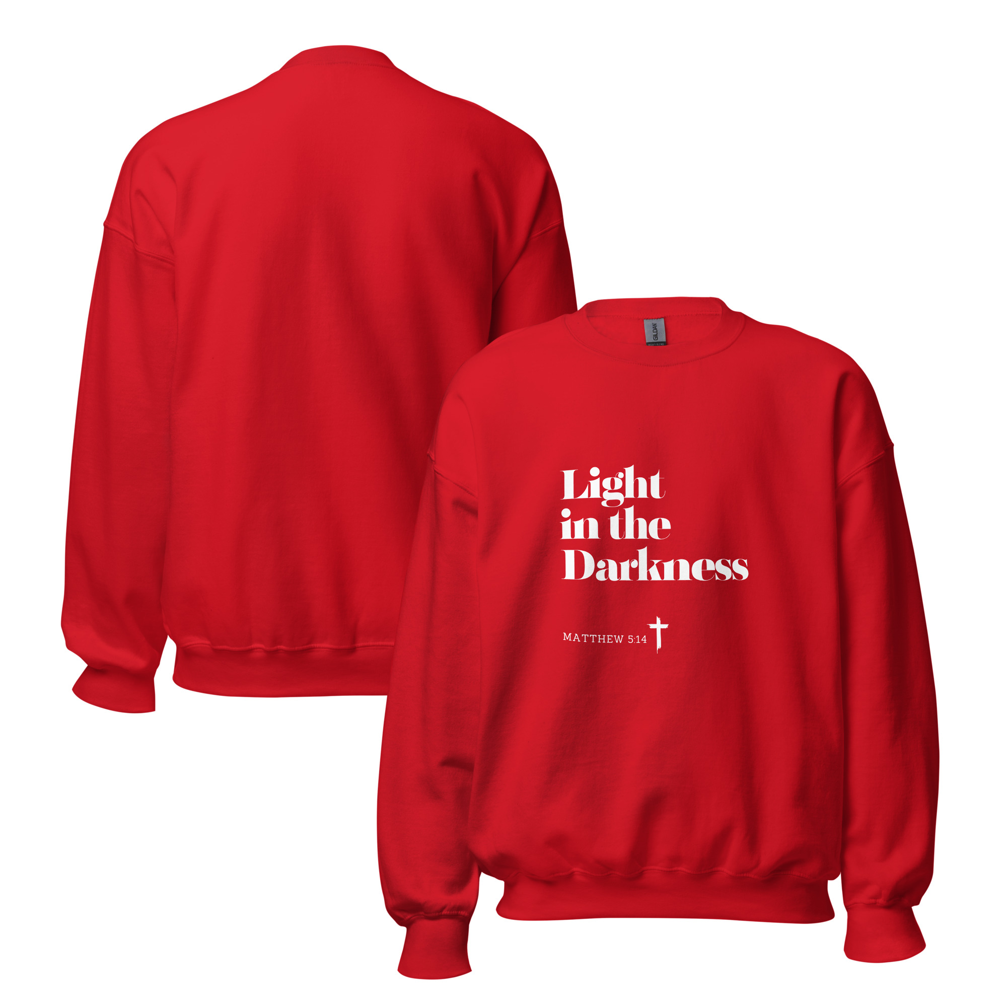 'Light in the Darkness' Slim Fit Unisex Sweatshirt - w/Scripture, Dark Colours - Image 11
