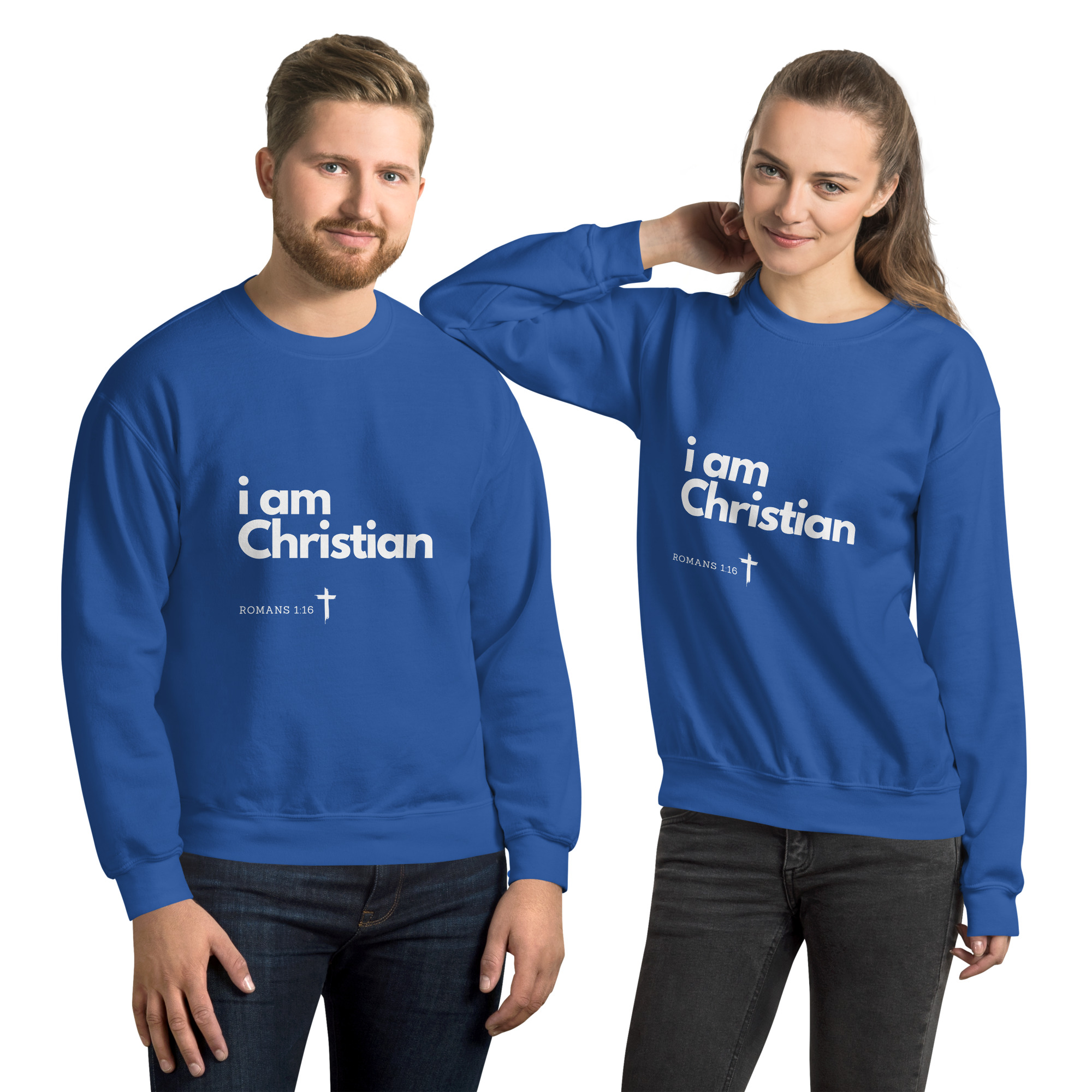 'i am Christian' Slim Fit Unisex Sweatshirt - w/Scripture, Dark Colours - Image 9