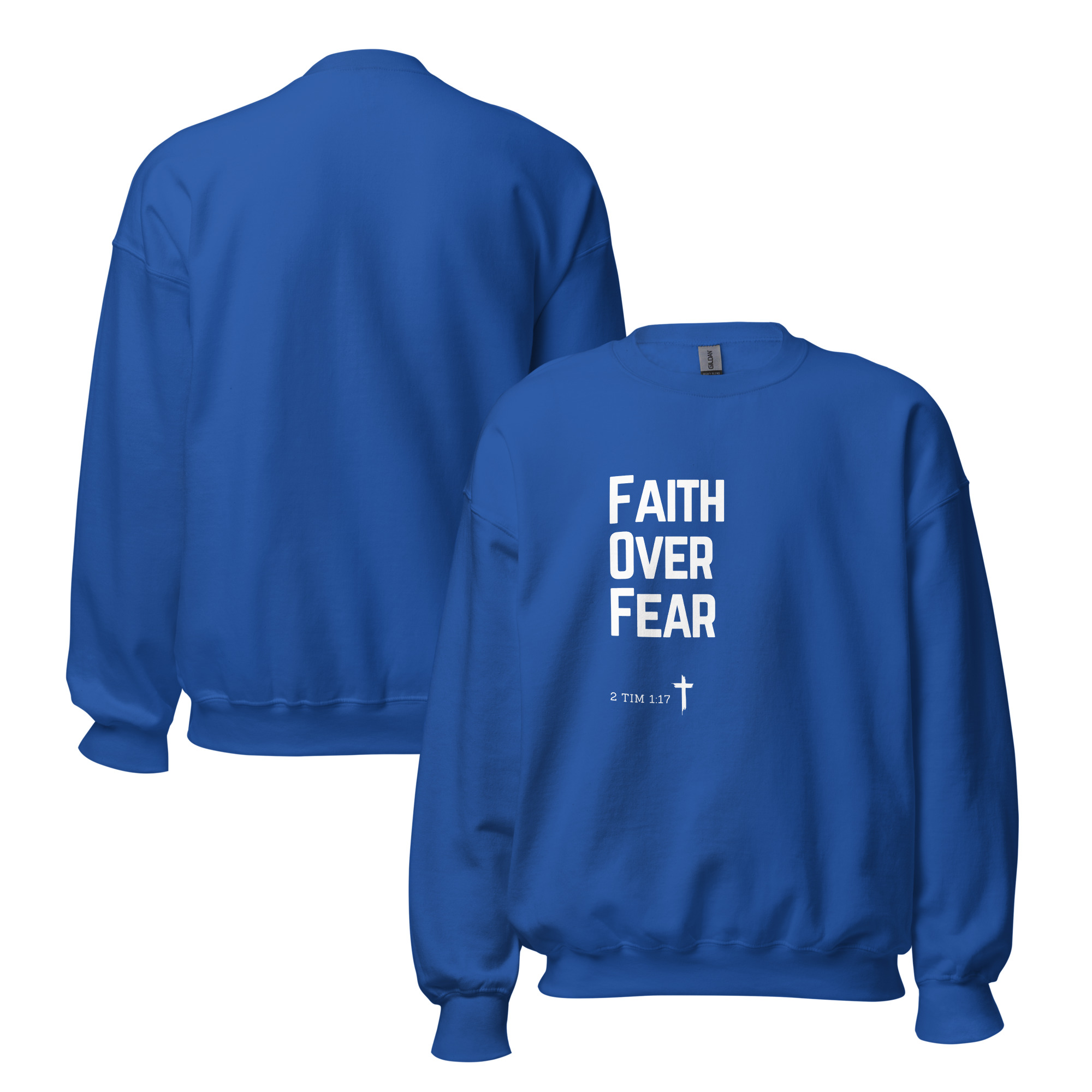 'Faith Over Fear' Slim Fit Unisex Sweatshirt - w/Scripture, Dark Colours - Image 13