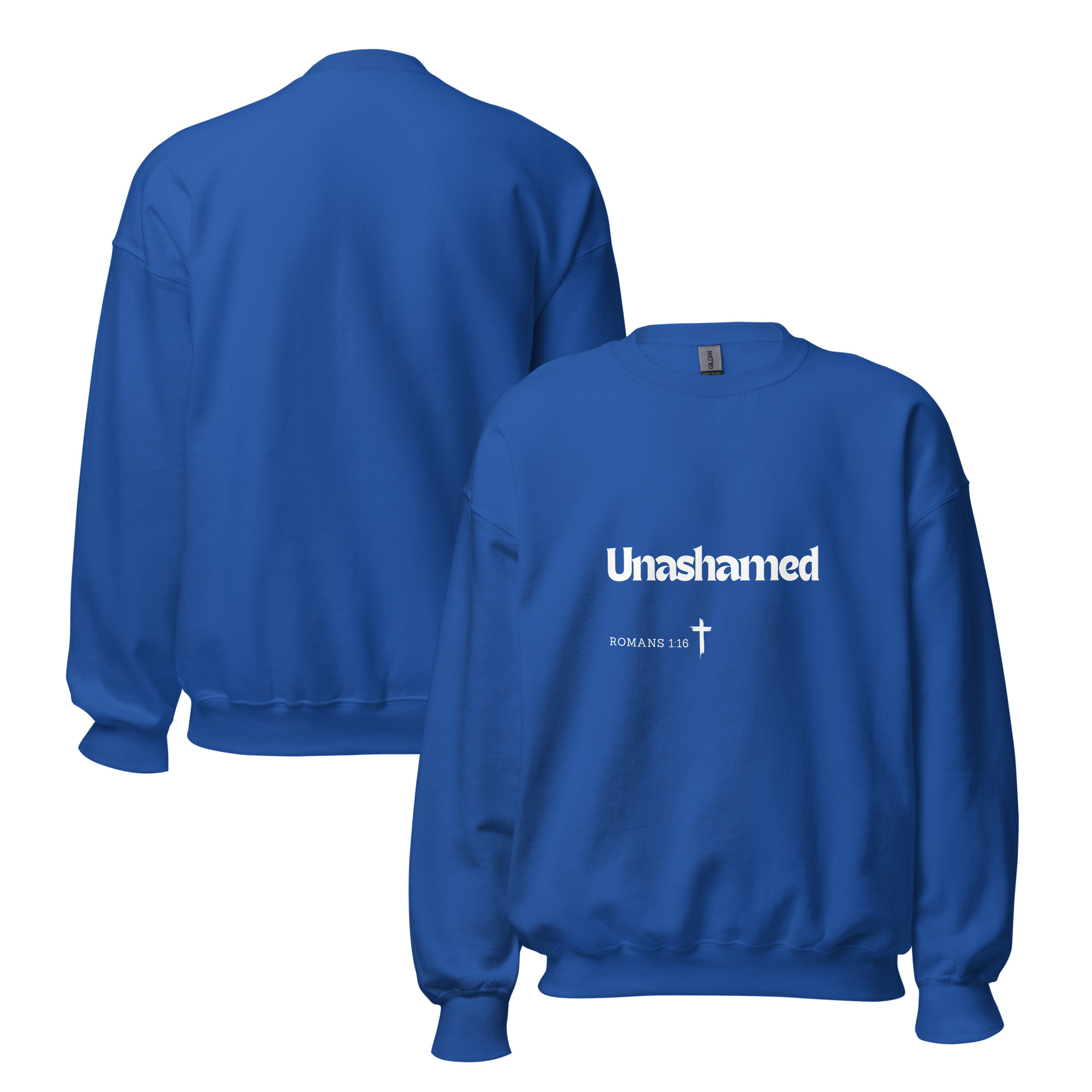 'Unashamed' Slim Fit Unisex Sweatshirt - w/Scripture, Dark Colours - Image 13