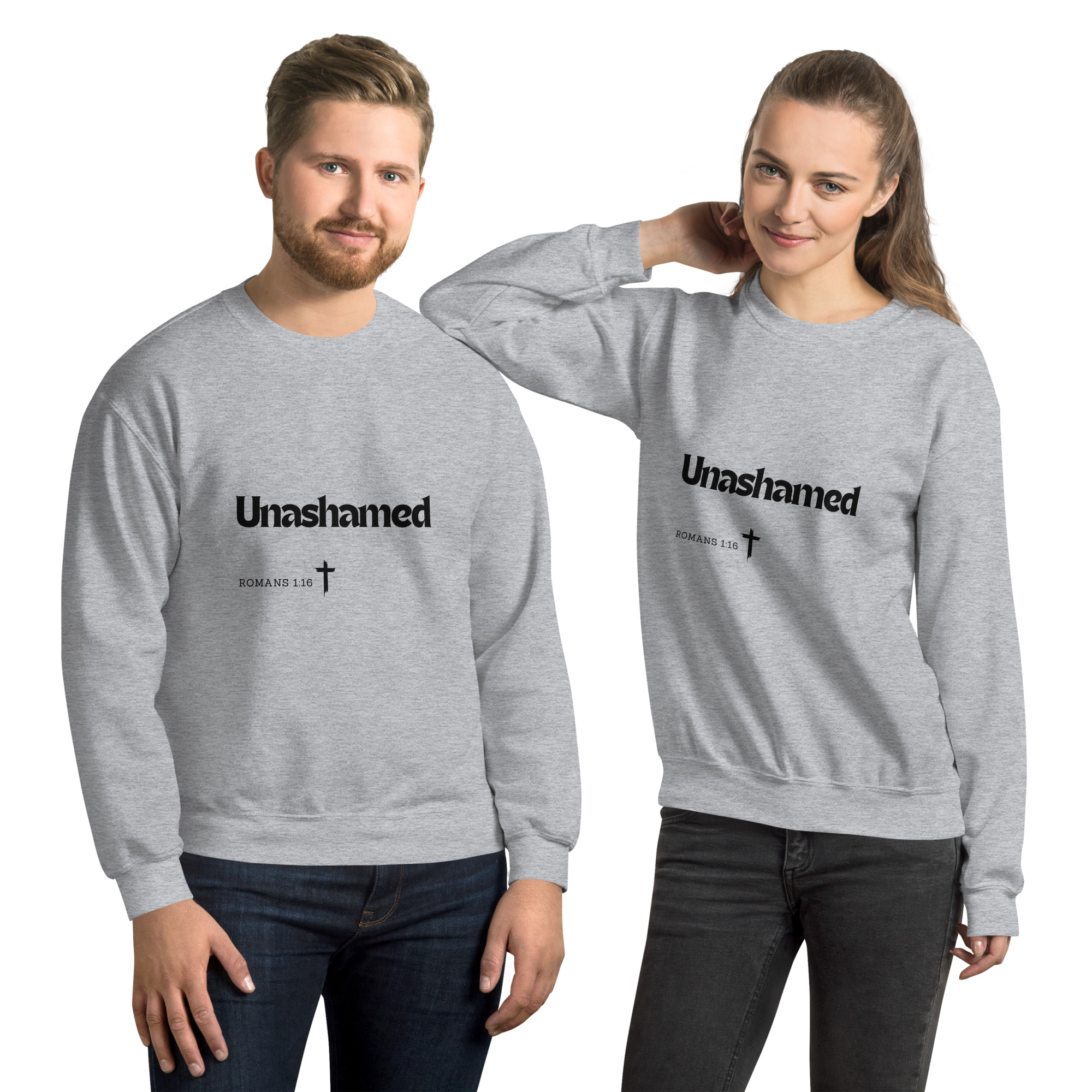 'Unashamed' Slim Fit Unisex Sweatshirt - w/Scripture, Light Colours