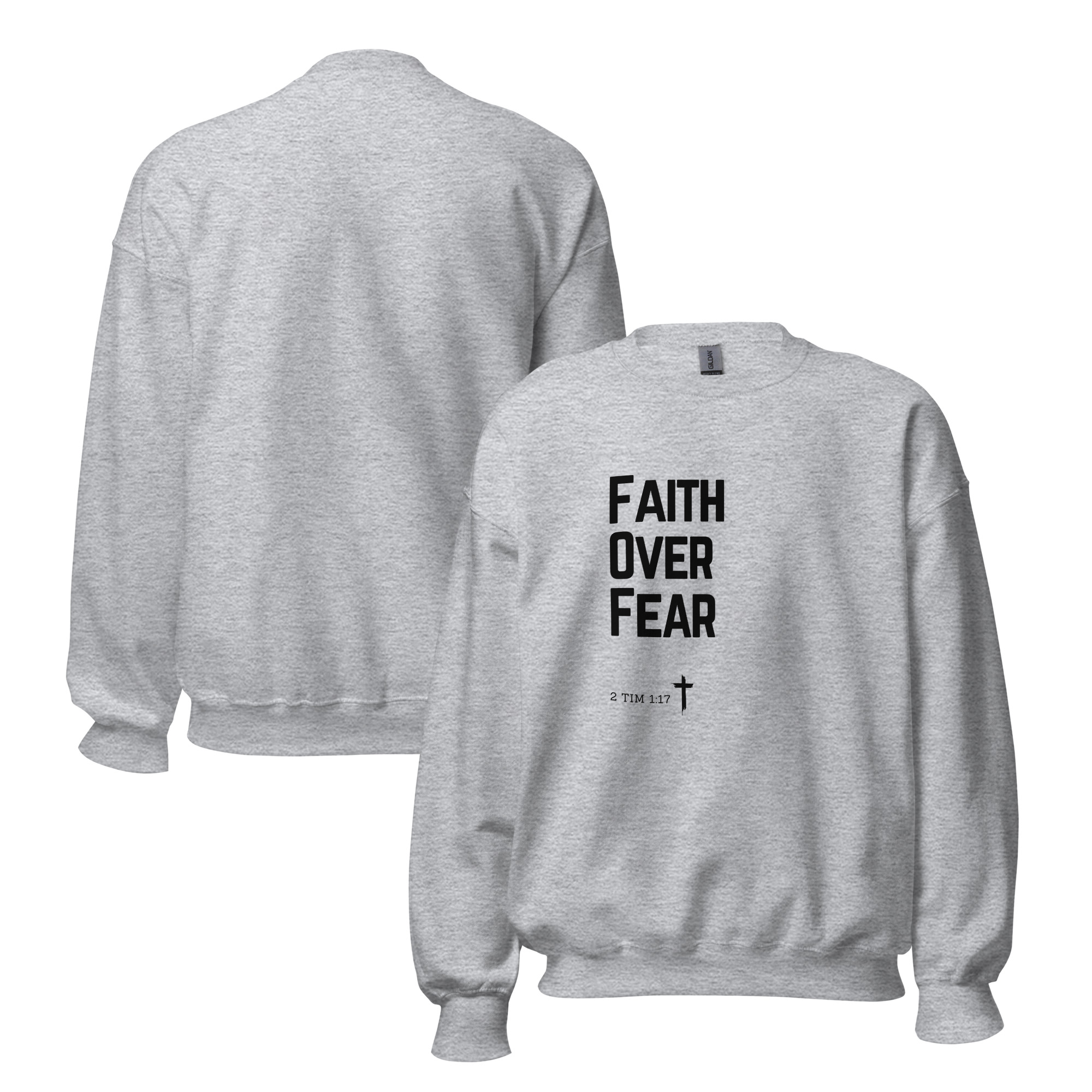 'Faith Over Fear' Slim Fit Unisex Sweatshirt - w/Scripture, Light Colours - Image 6