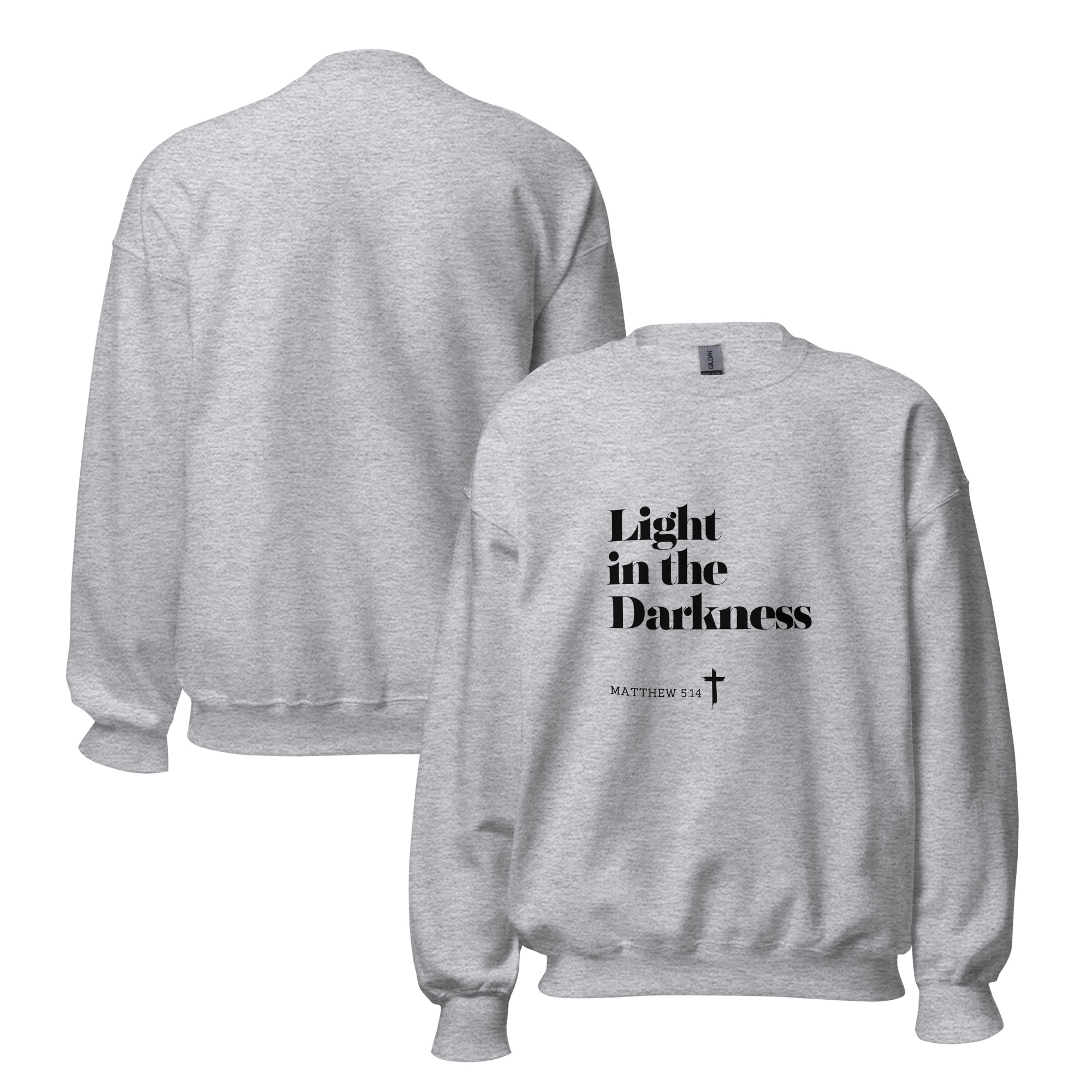 'Light in the Darkness' Slim Fit Unisex Sweatshirt - w/Scripture, Light Colours - Image 6