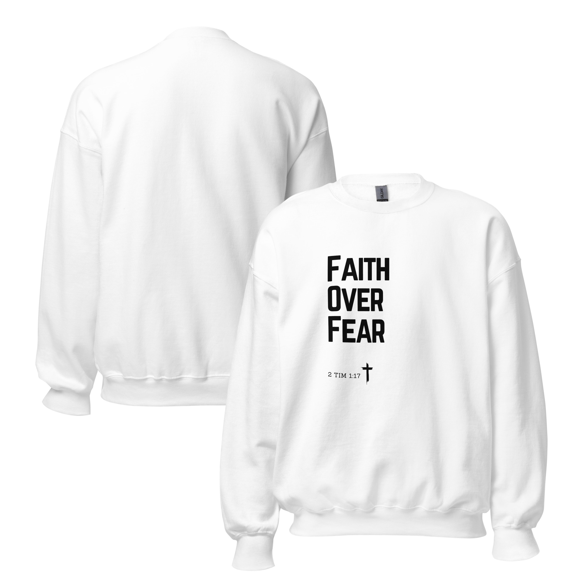 'Faith Over Fear' Slim Fit Unisex Sweatshirt - w/Scripture, Light Colours - Image 8