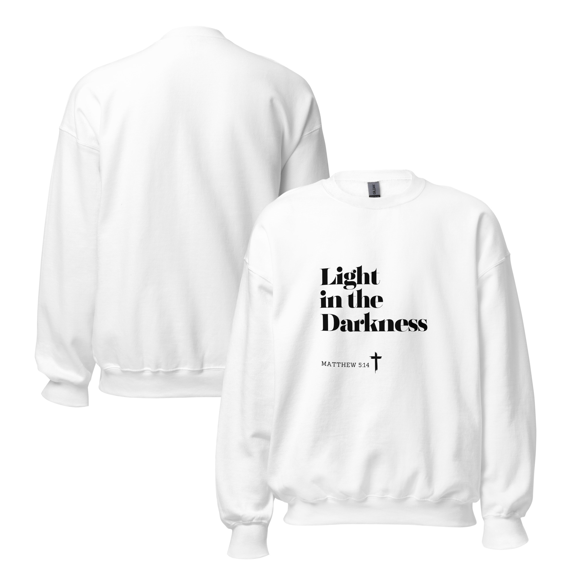 'Light in the Darkness' Slim Fit Unisex Sweatshirt - w/Scripture, Light Colours - Image 8