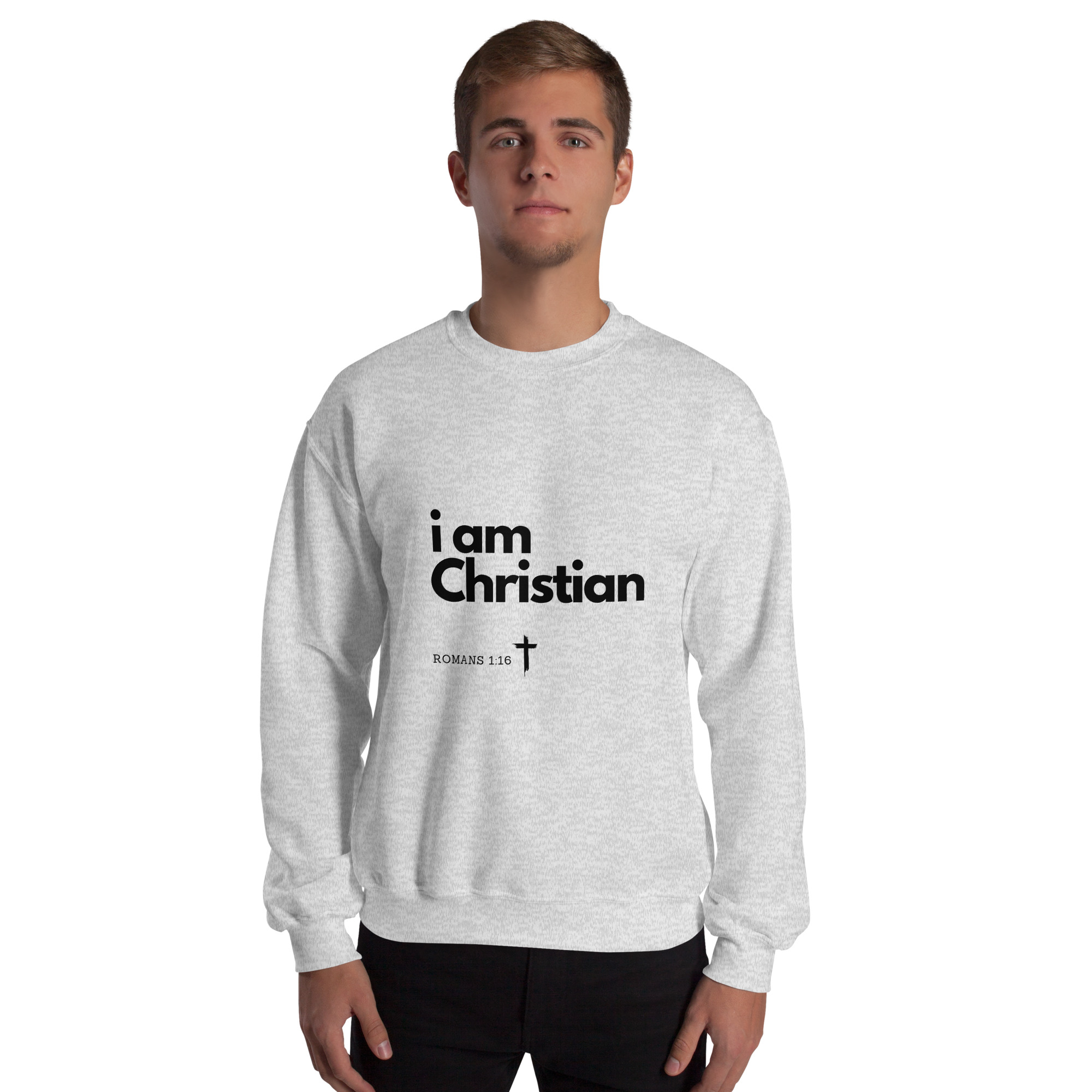'i am Christian' Slim Fit Unisex Sweatshirt - w/Scripture, Light Colours - Image 13