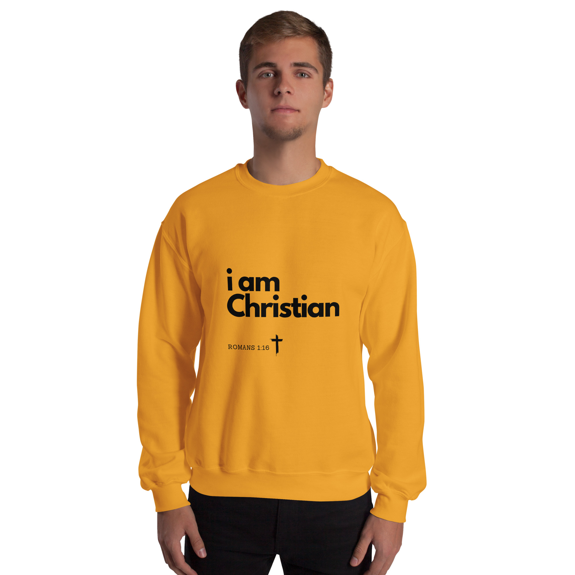'i am Christian' Slim Fit Unisex Sweatshirt - w/Scripture, Light Colours - Image 5