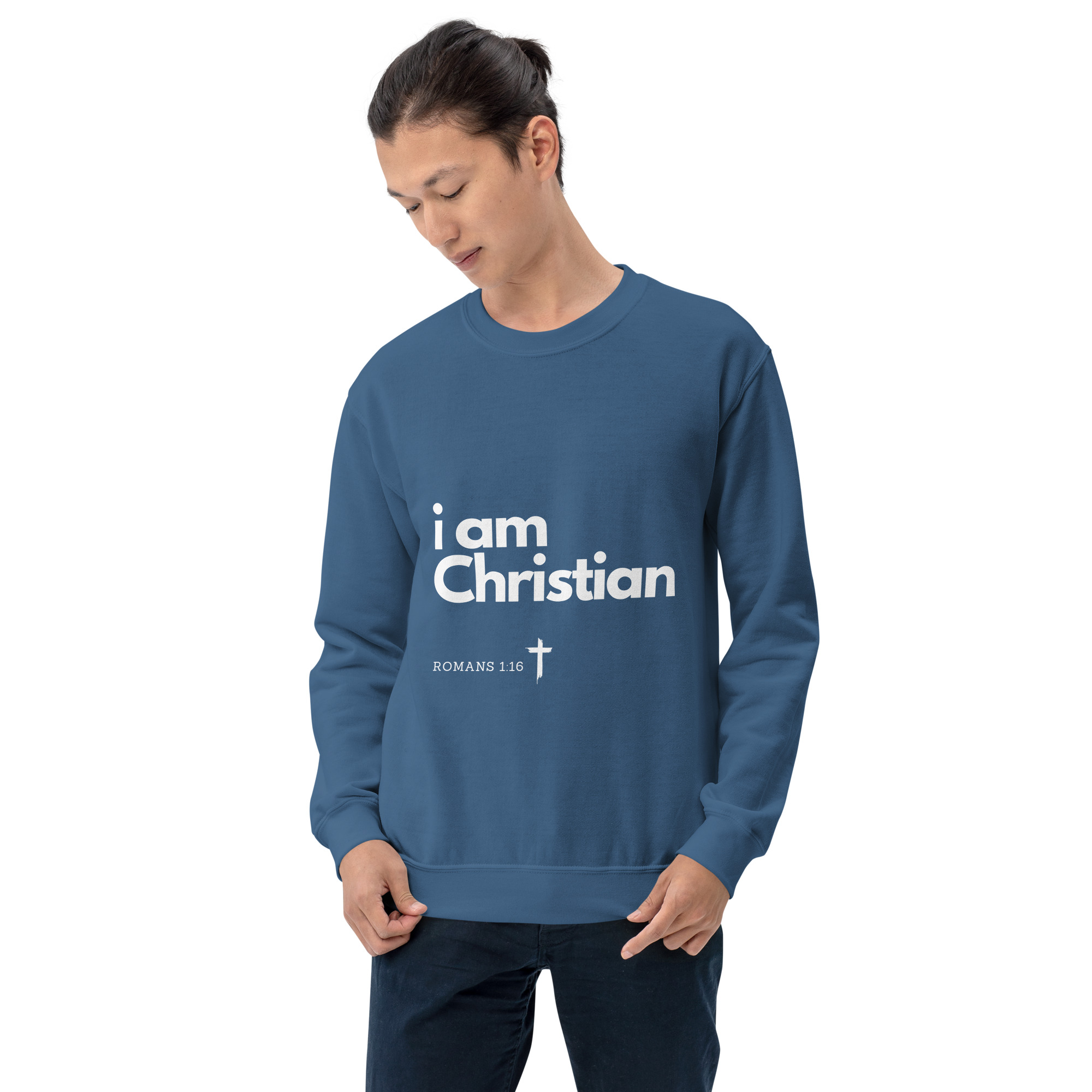 'i am Christian' Slim Fit Unisex Sweatshirt - w/Scripture, Dark Colours - Image 21